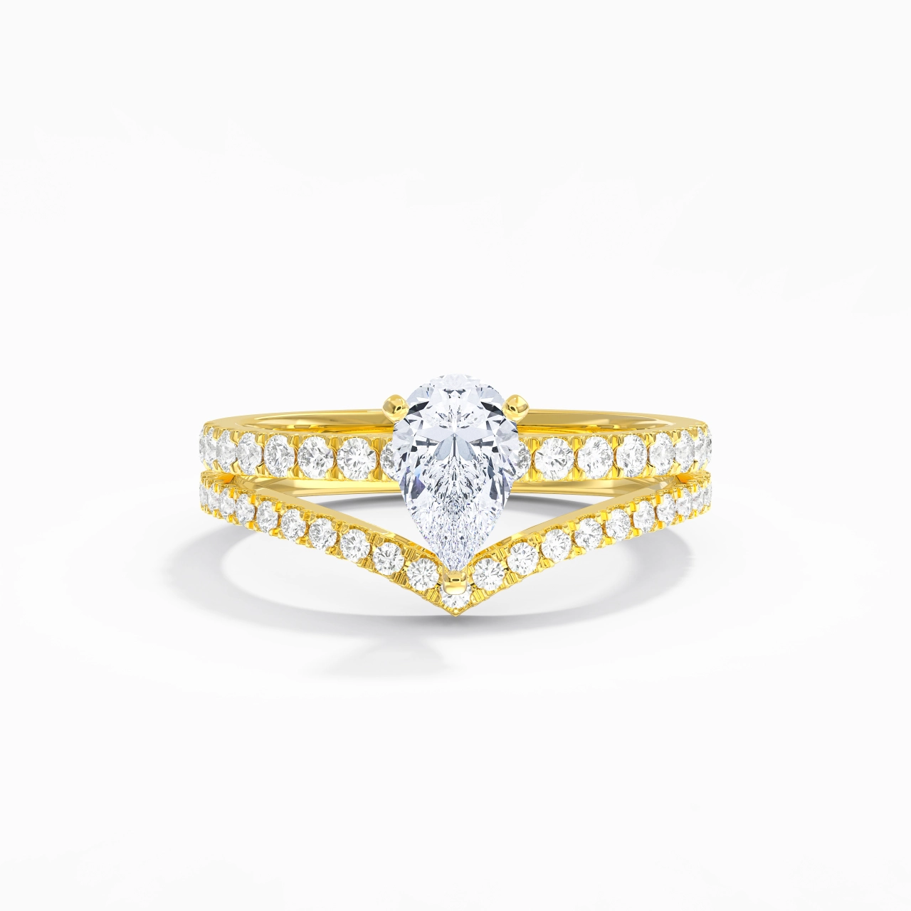18K Yellow Gold Plated Dainty Wedding Ring Set