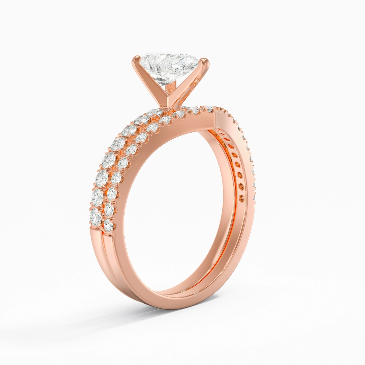 18K Rose Gold Plated Dainty Wedding Ring Set