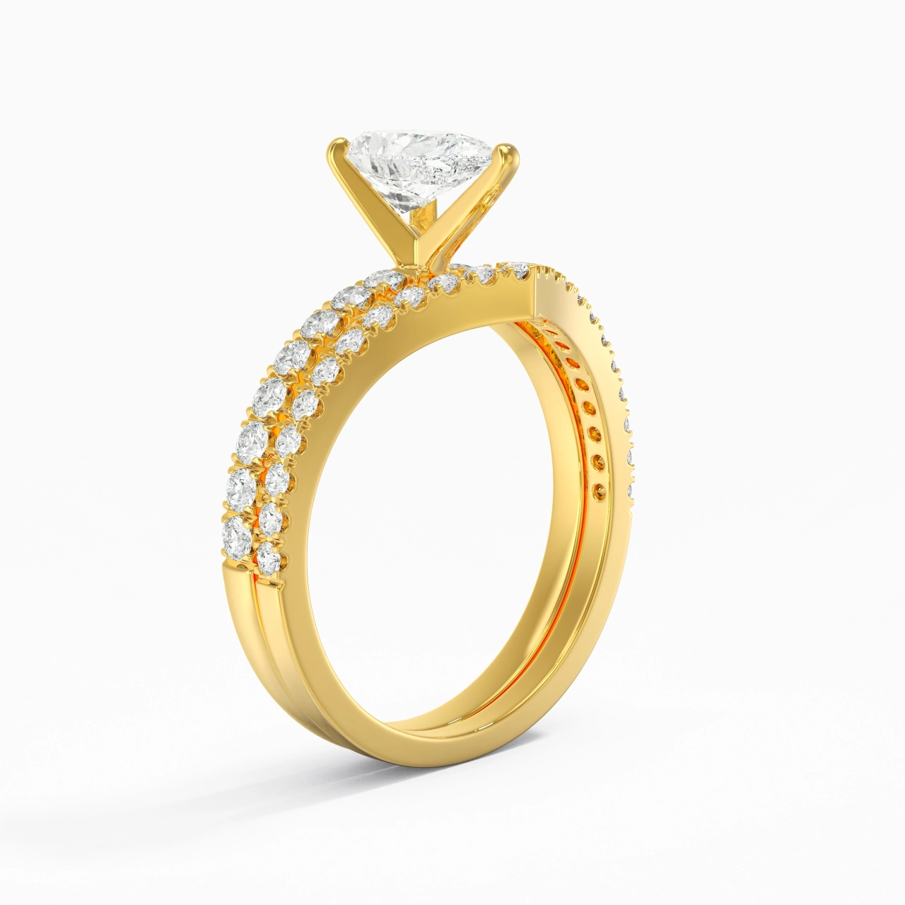 18K Yellow Gold Plated Dainty Wedding Ring Set