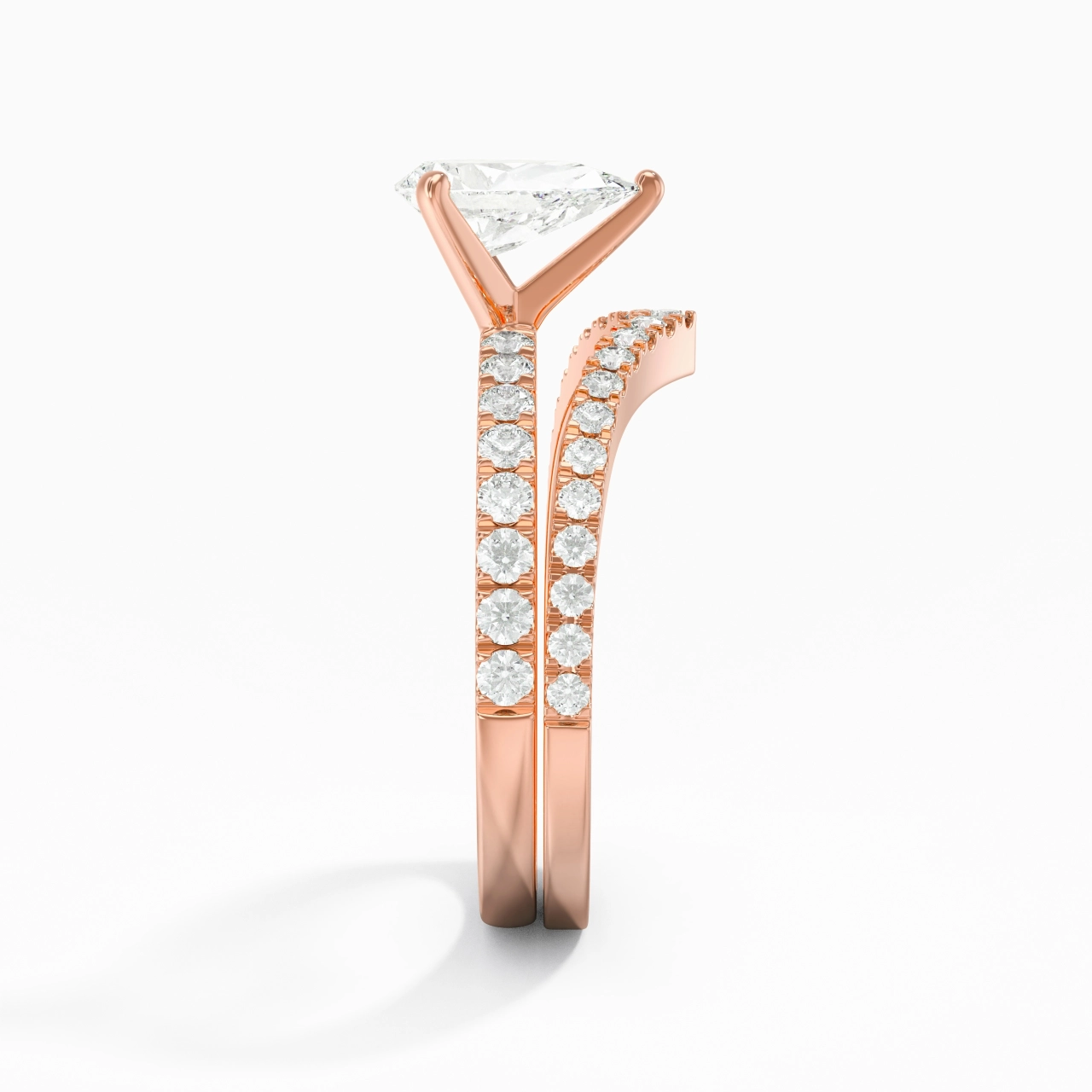 18K Rose Gold Plated Dainty Wedding Ring Set