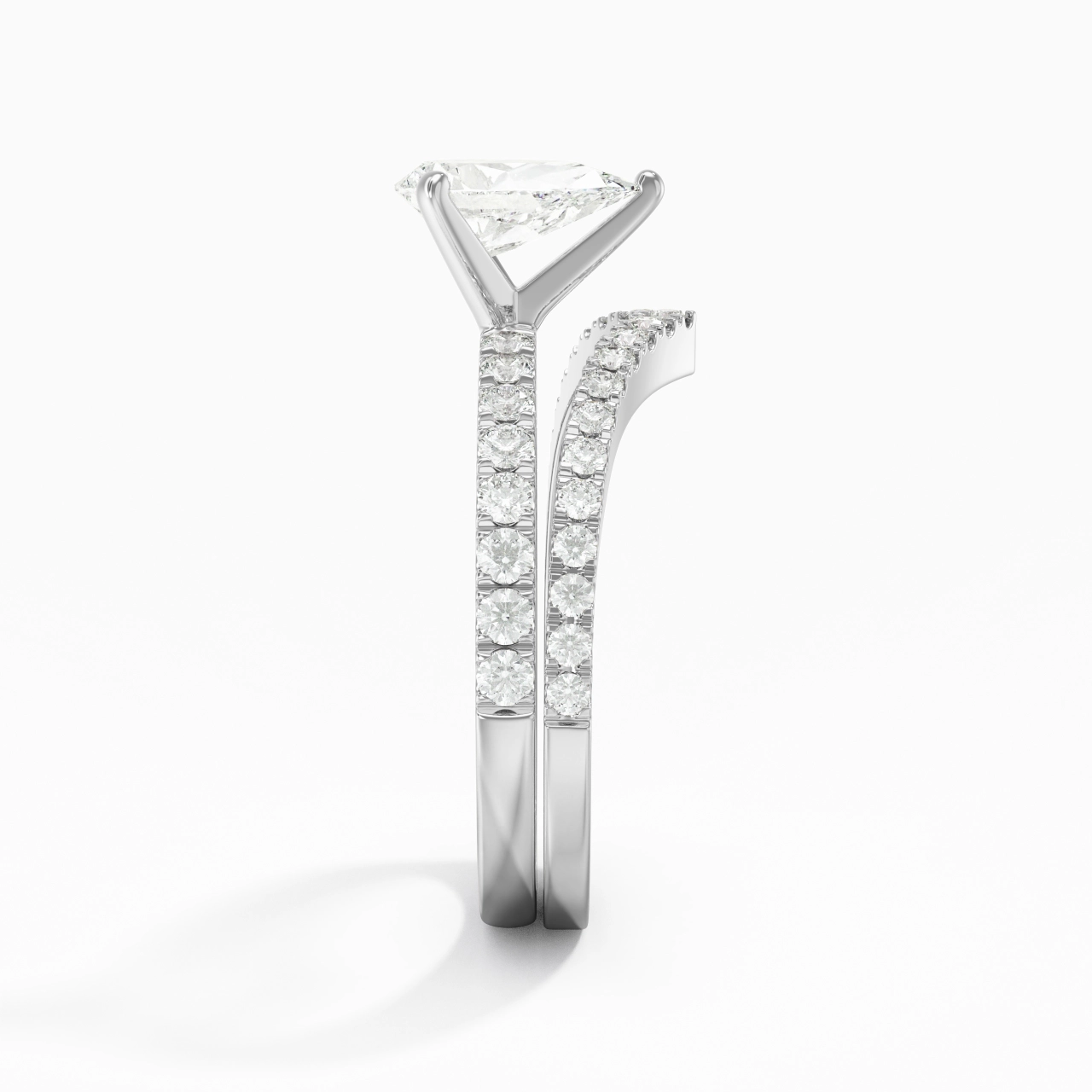 White Gold Plated Dainty Wedding Ring Set
