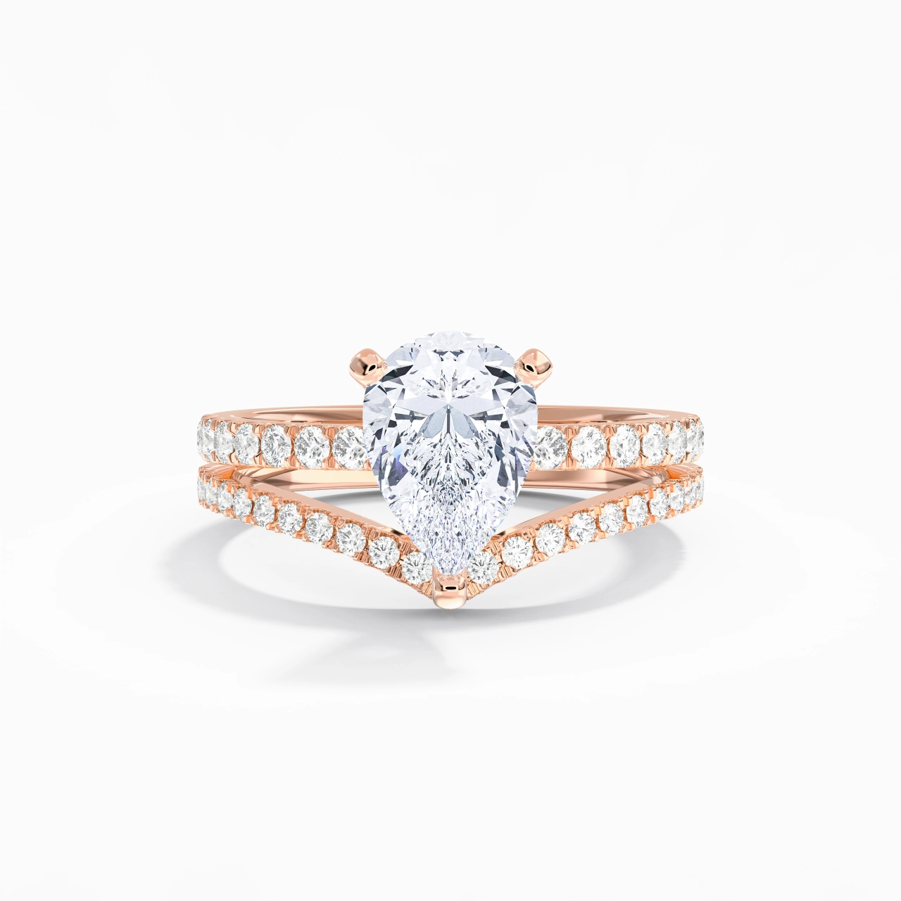 18K Rose Gold Plated Dainty Wedding Ring Set