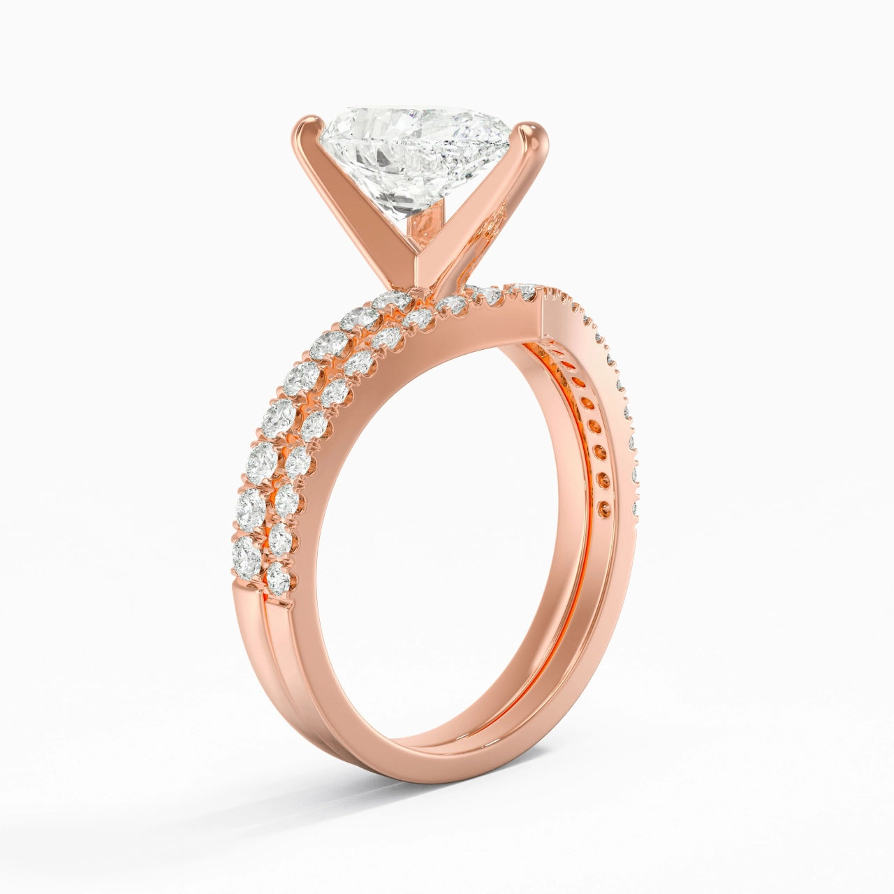 18K Rose Gold Plated Dainty Wedding Ring Set