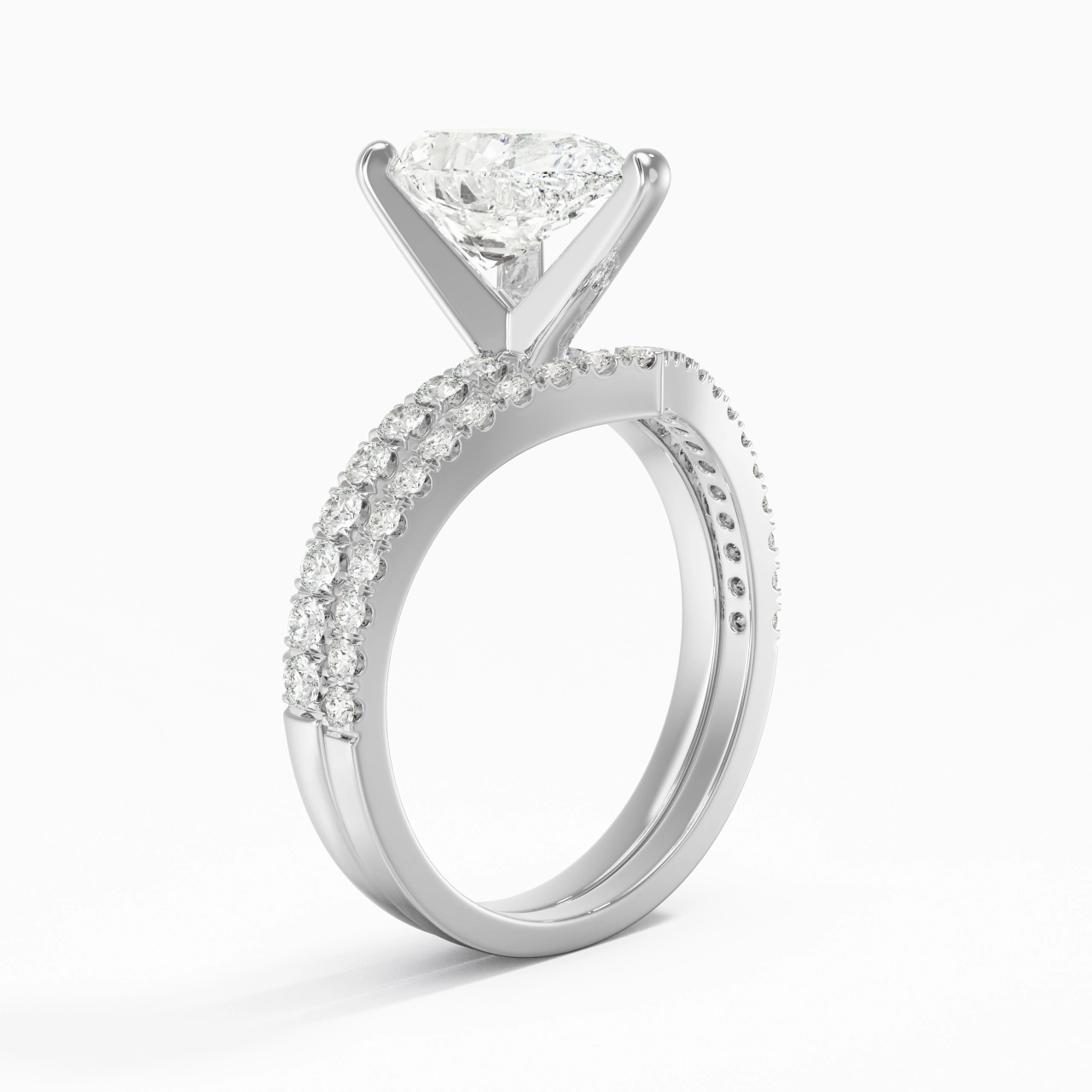White Gold Plated Dainty Wedding Ring Set