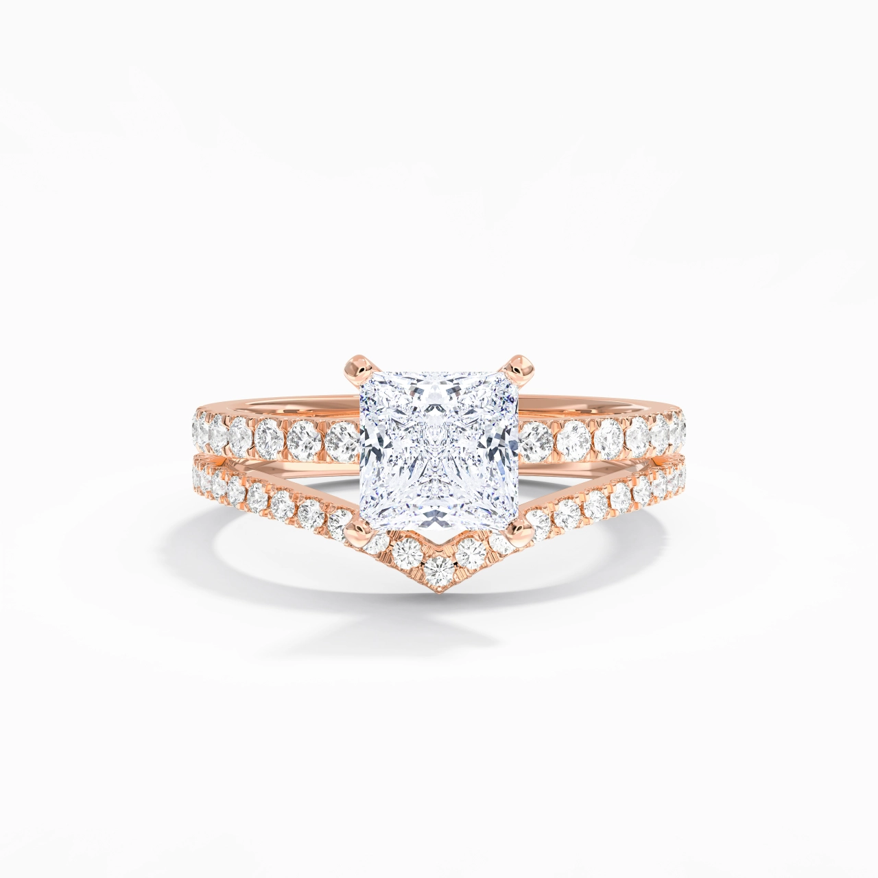 18K Rose Gold Plated Dainty Wedding Ring Set