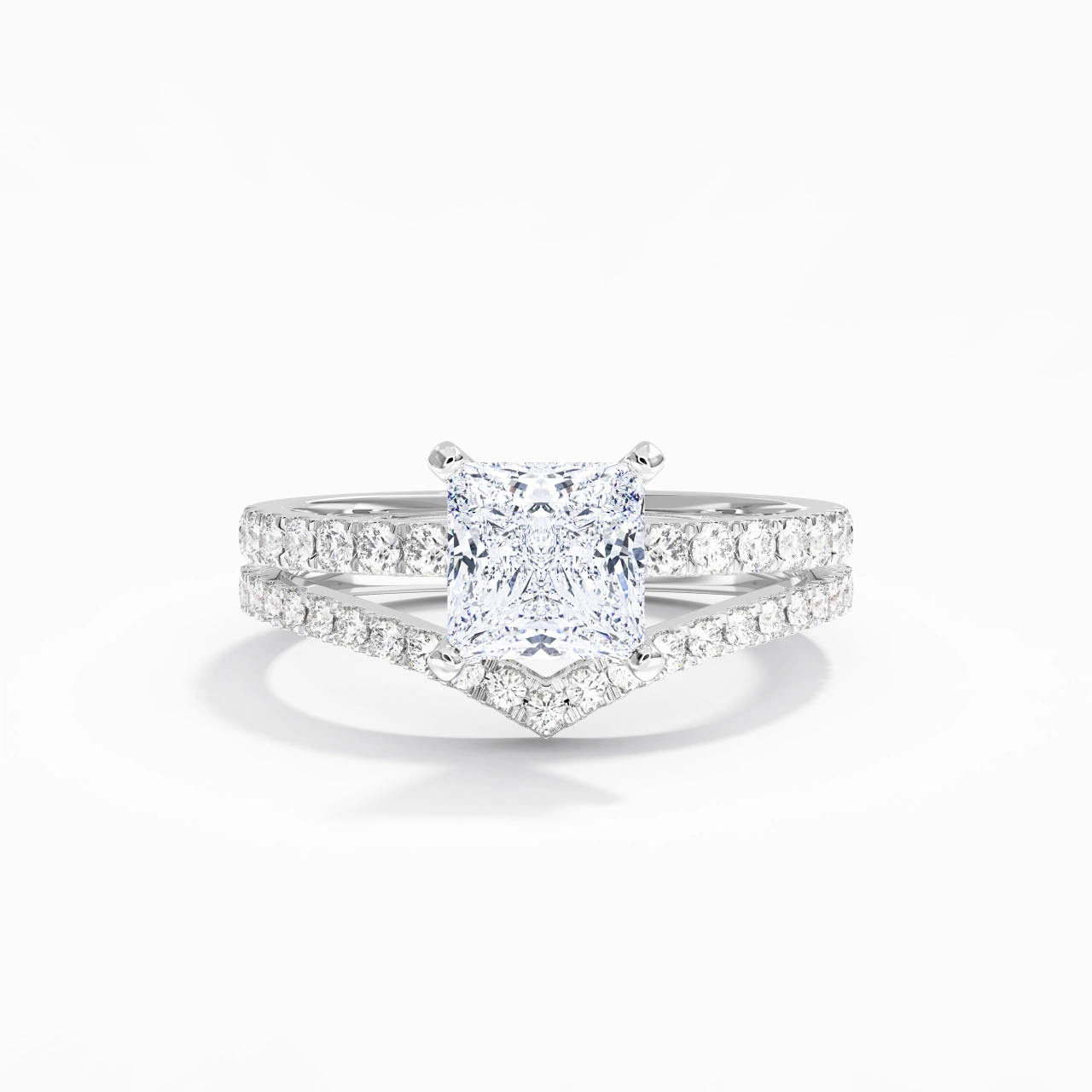 White Gold Plated Dainty Wedding Ring Set