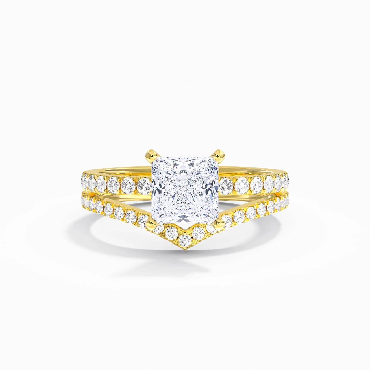 18K Yellow Gold Plated Dainty Wedding Ring Set