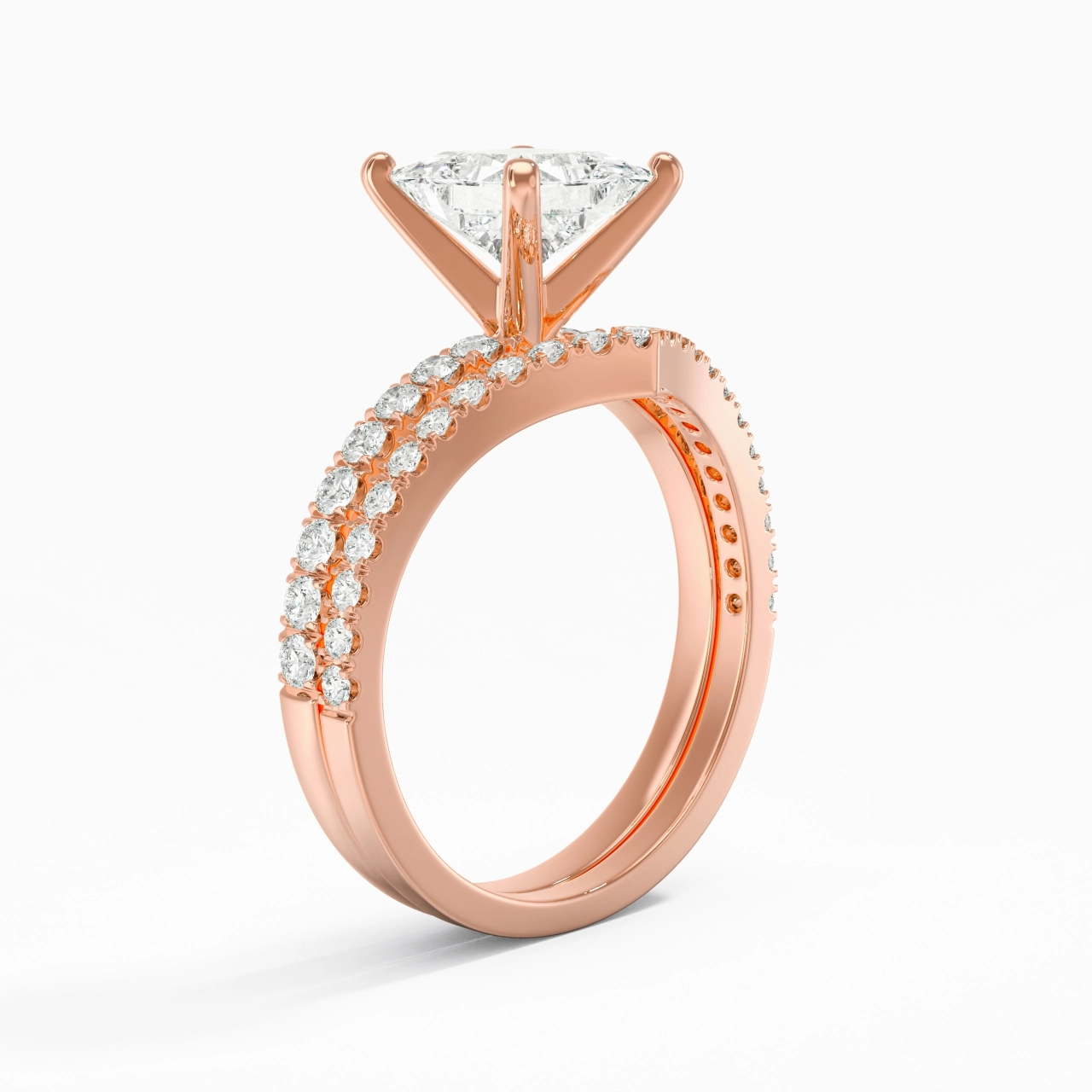18K Rose Gold Plated Dainty Wedding Ring Set