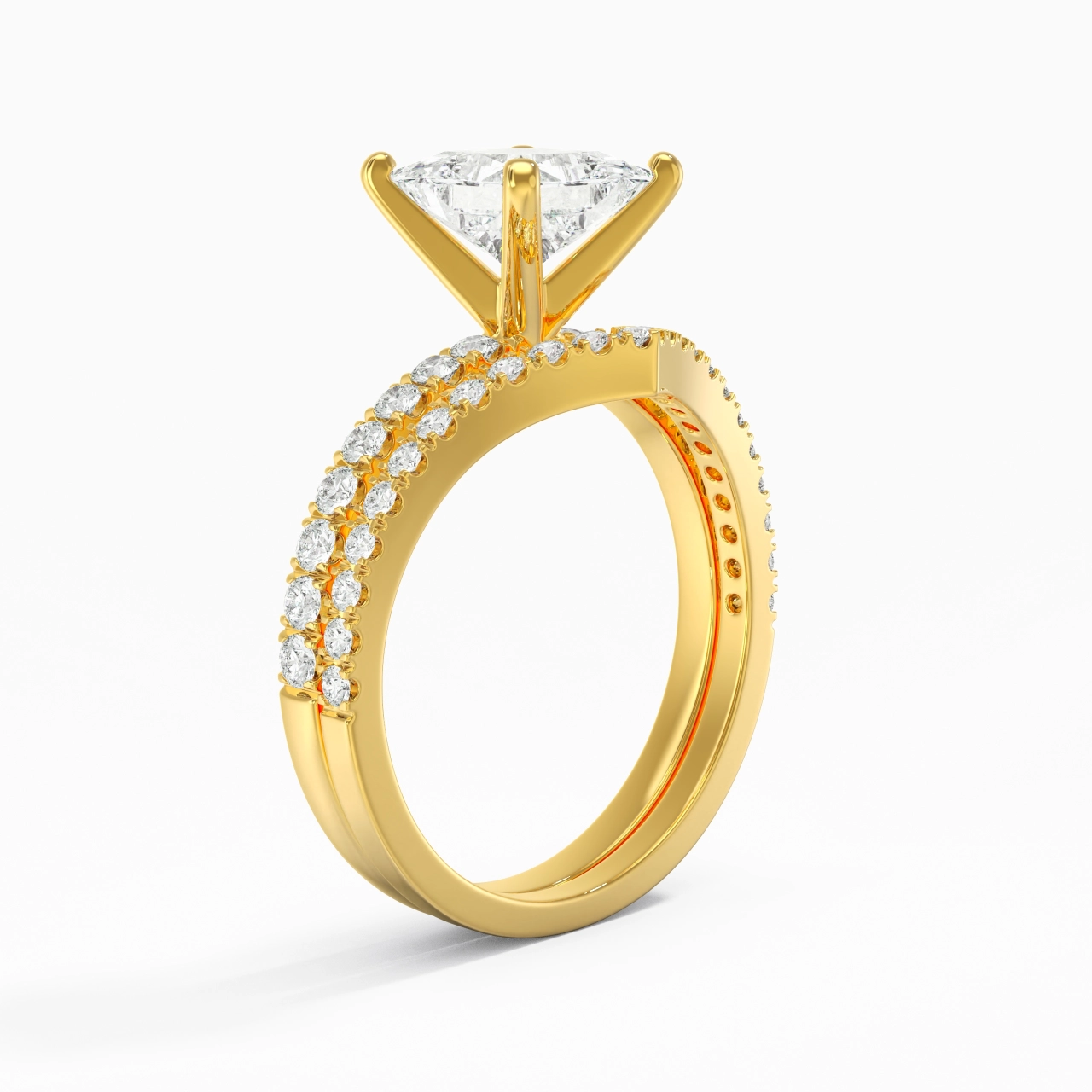 18K Yellow Gold Plated Dainty Wedding Ring Set