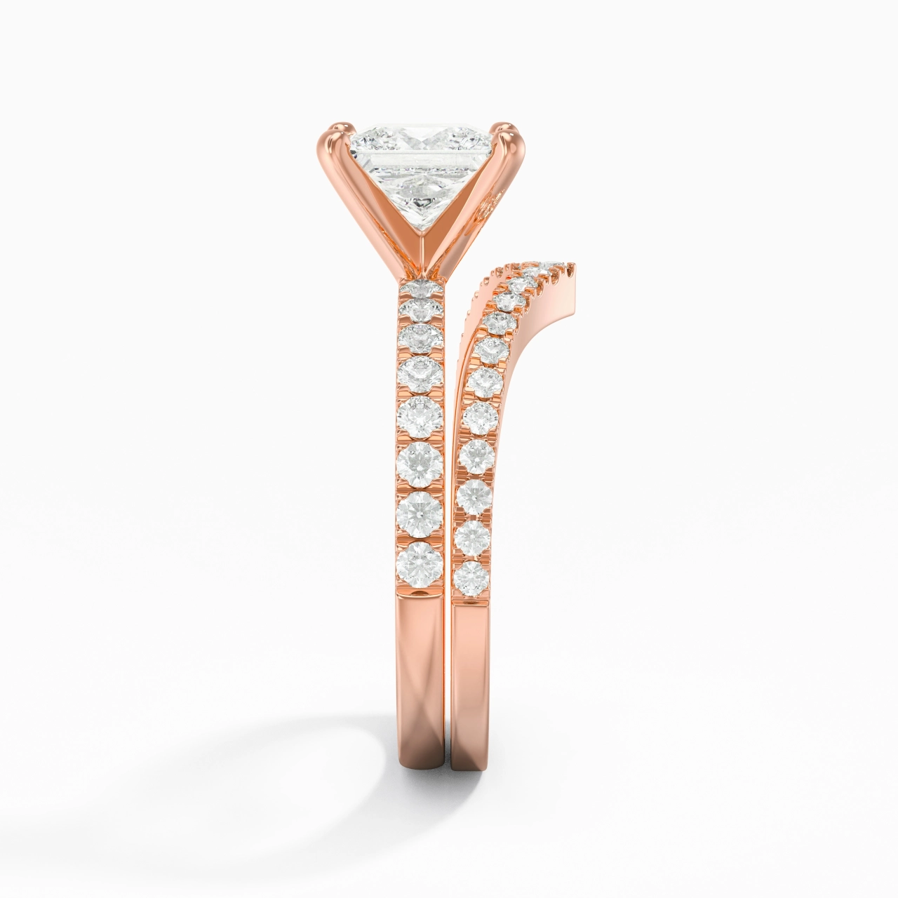 18K Rose Gold Plated Dainty Wedding Ring Set