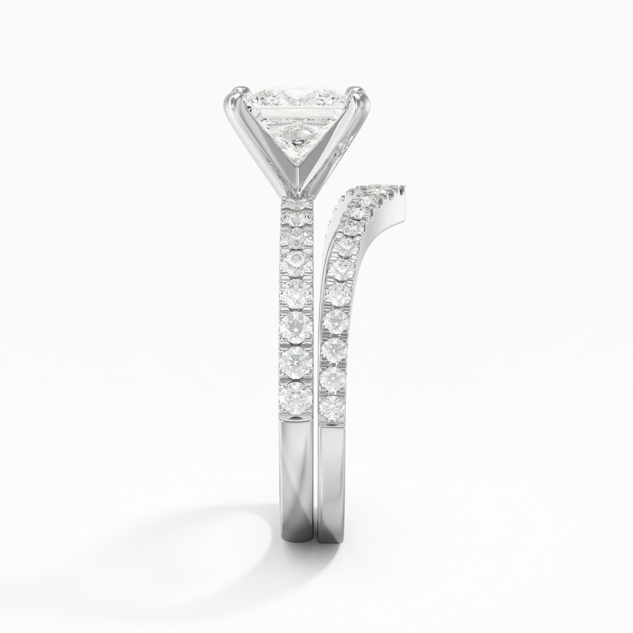 White Gold Plated Dainty Wedding Ring Set