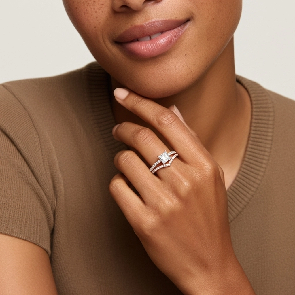 Or rose 18 carats Plaqué Délicat Ensemble d'alliances