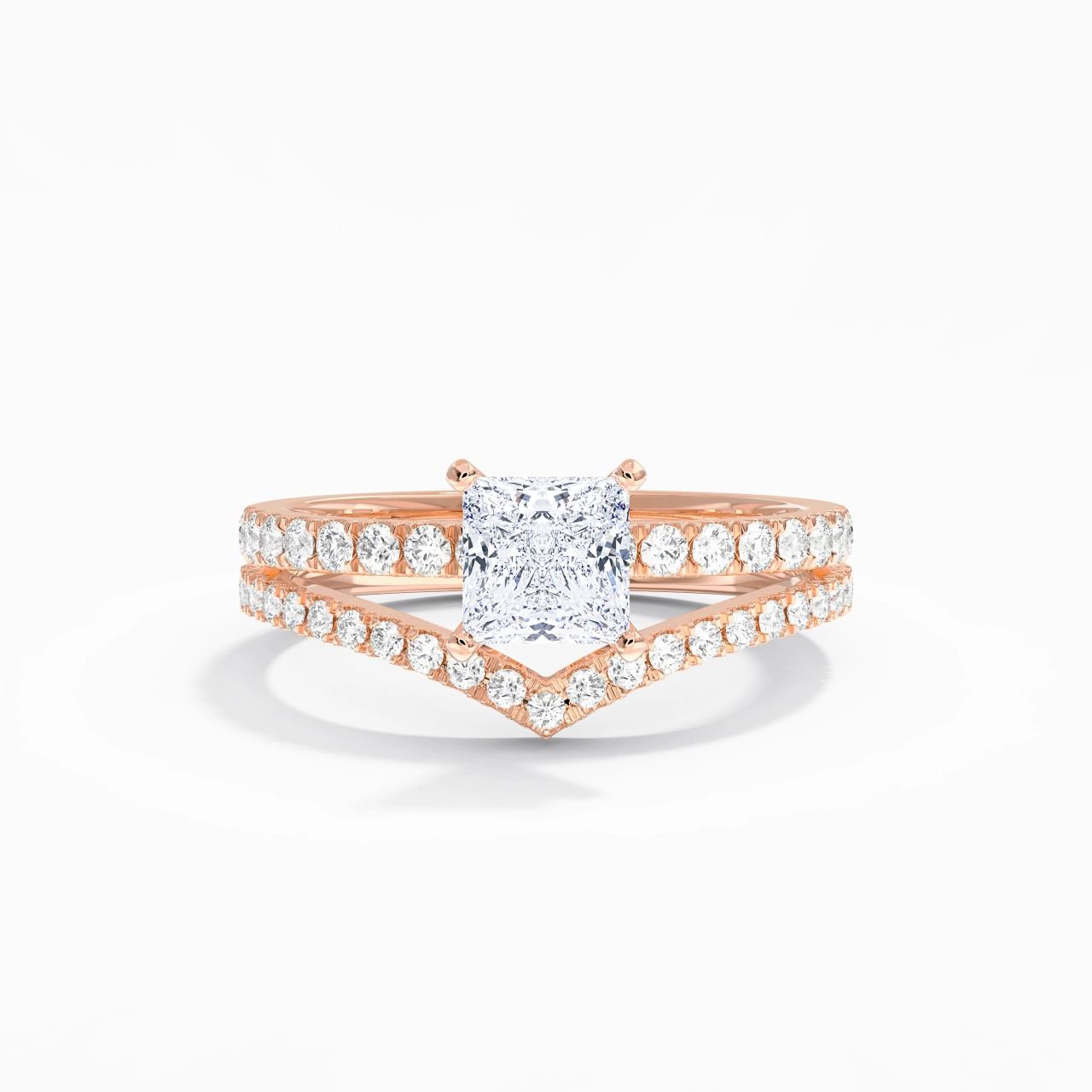 18K Rose Gold Plated Dainty Wedding Ring Set