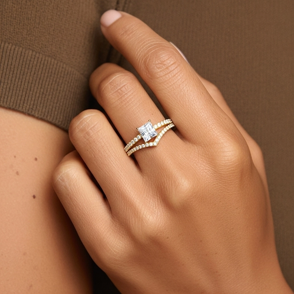 Plated Dainty Wedding Ring Set