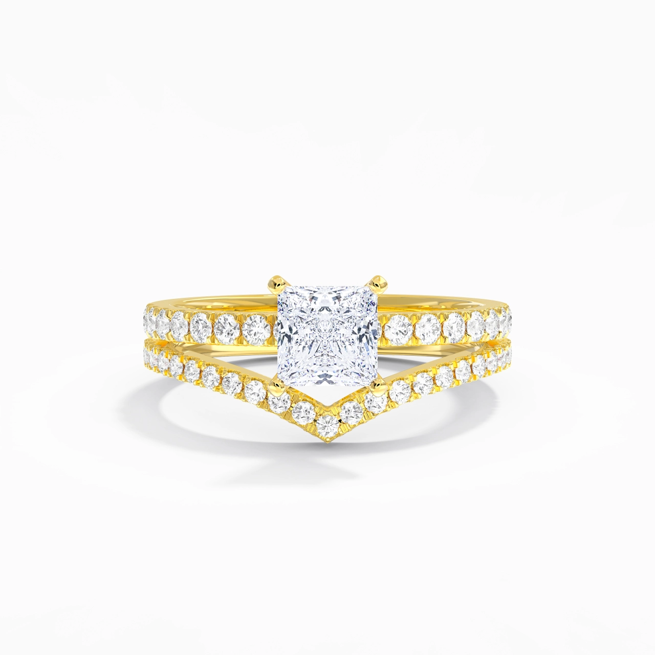 18K Yellow Gold Plated Dainty Wedding Ring Set