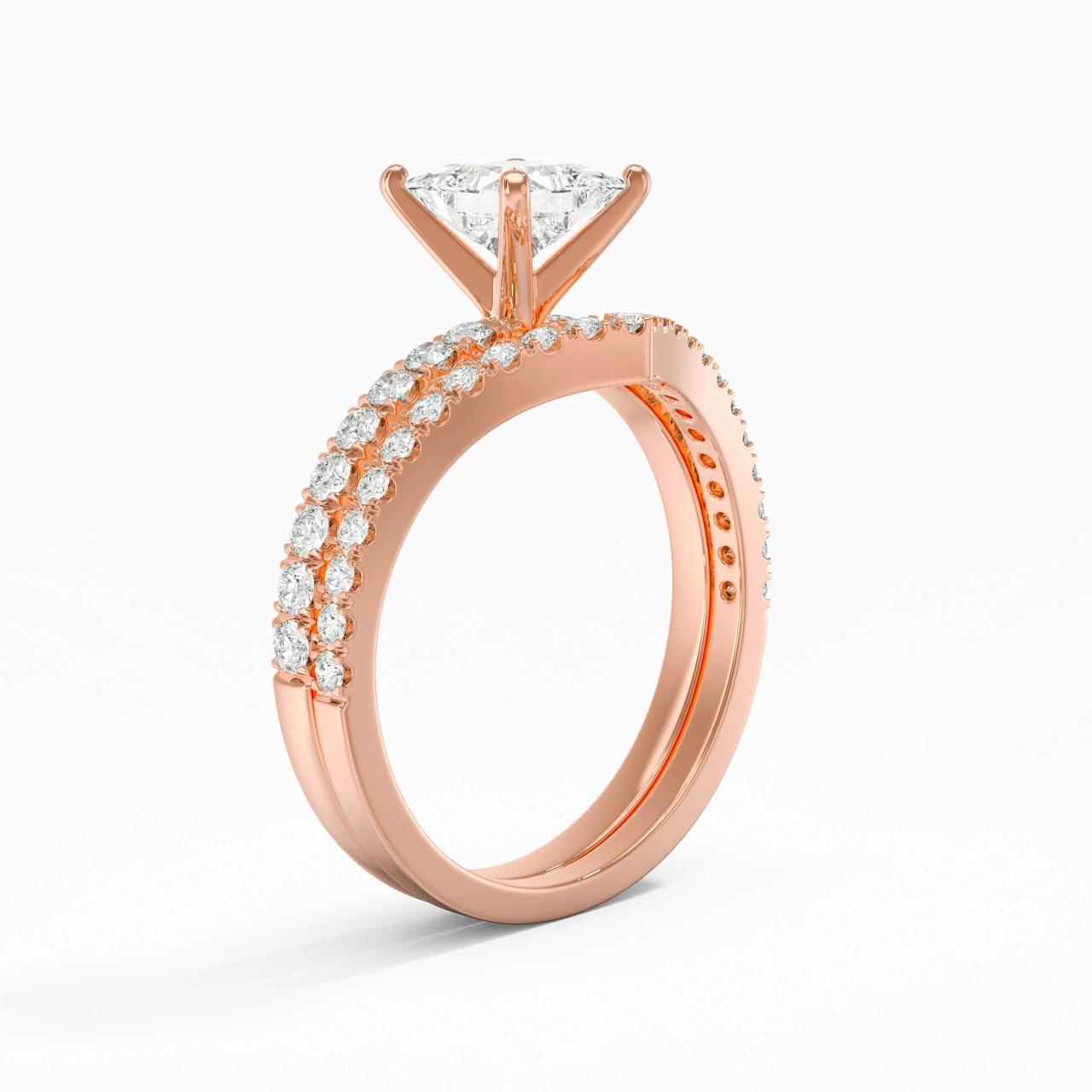 18K Rose Gold Plated Dainty Wedding Ring Set