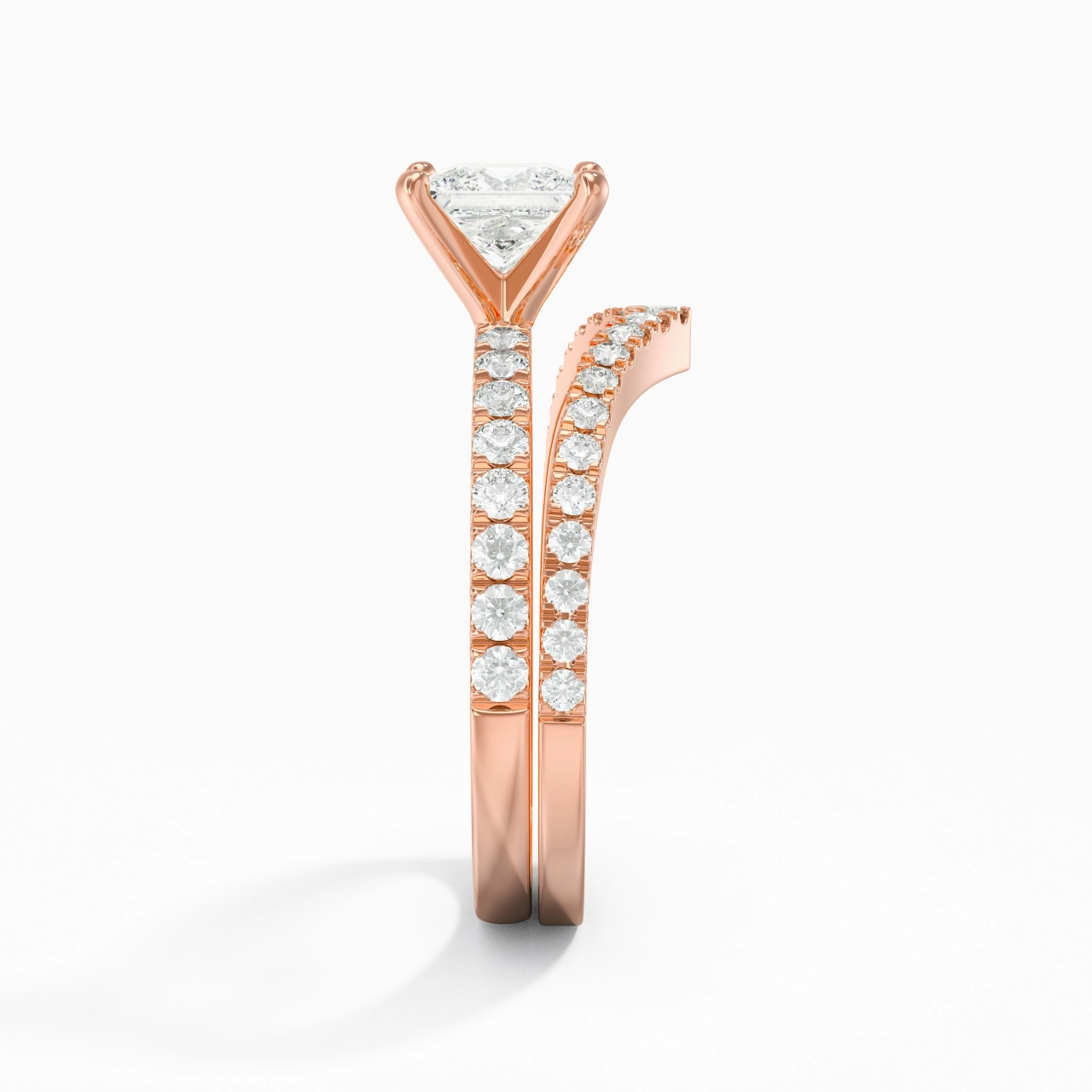 18K Rose Gold Plated Dainty Wedding Ring Set