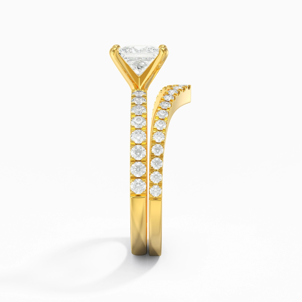 18K Yellow Gold Plated Dainty Wedding Ring Set