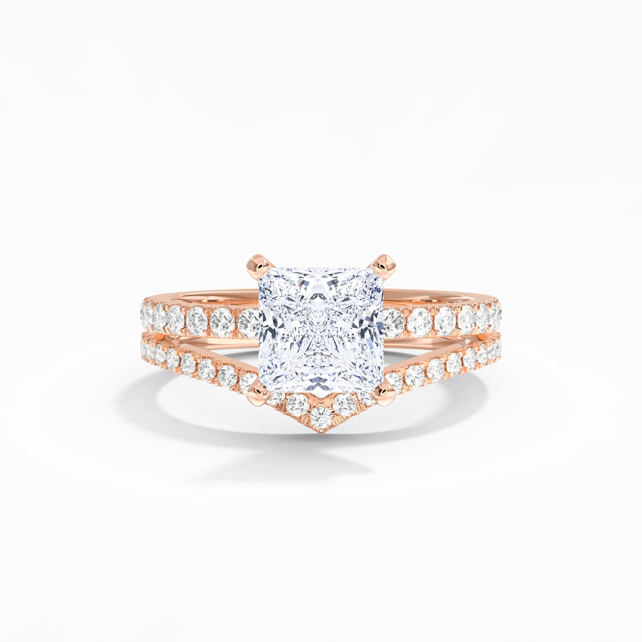 18K Rose Gold Plated Dainty Wedding Ring Set