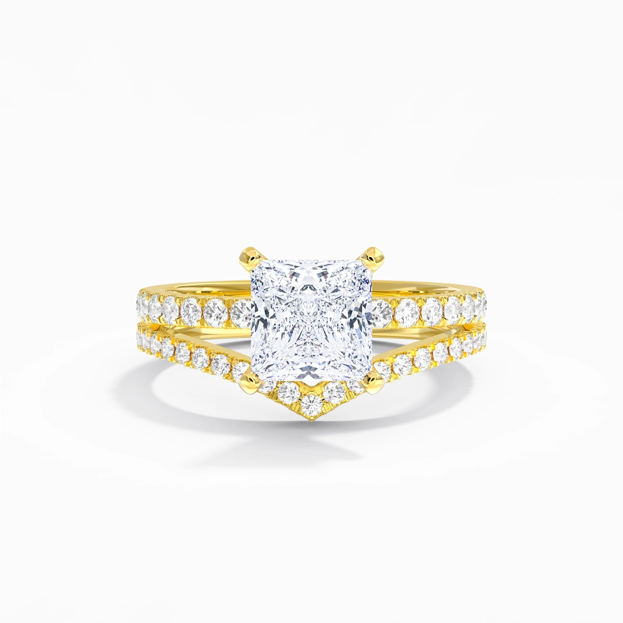18K Yellow Gold Plated Dainty Wedding Ring Set