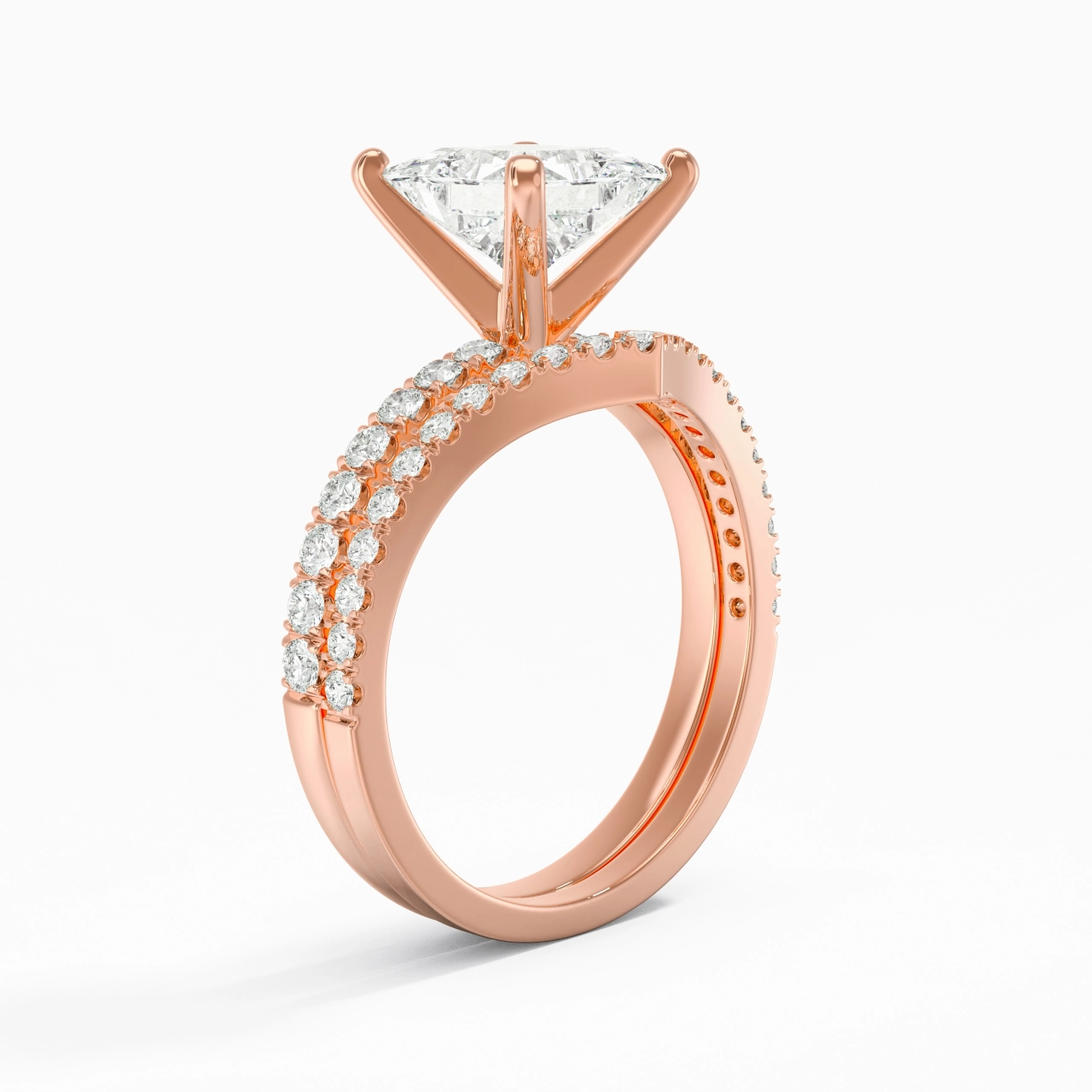 18K Rose Gold Plated Dainty Wedding Ring Set