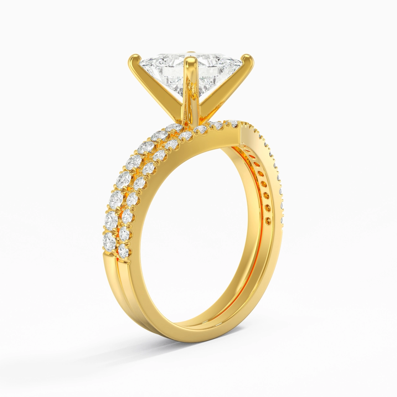18K Yellow Gold Plated Dainty Wedding Ring Set