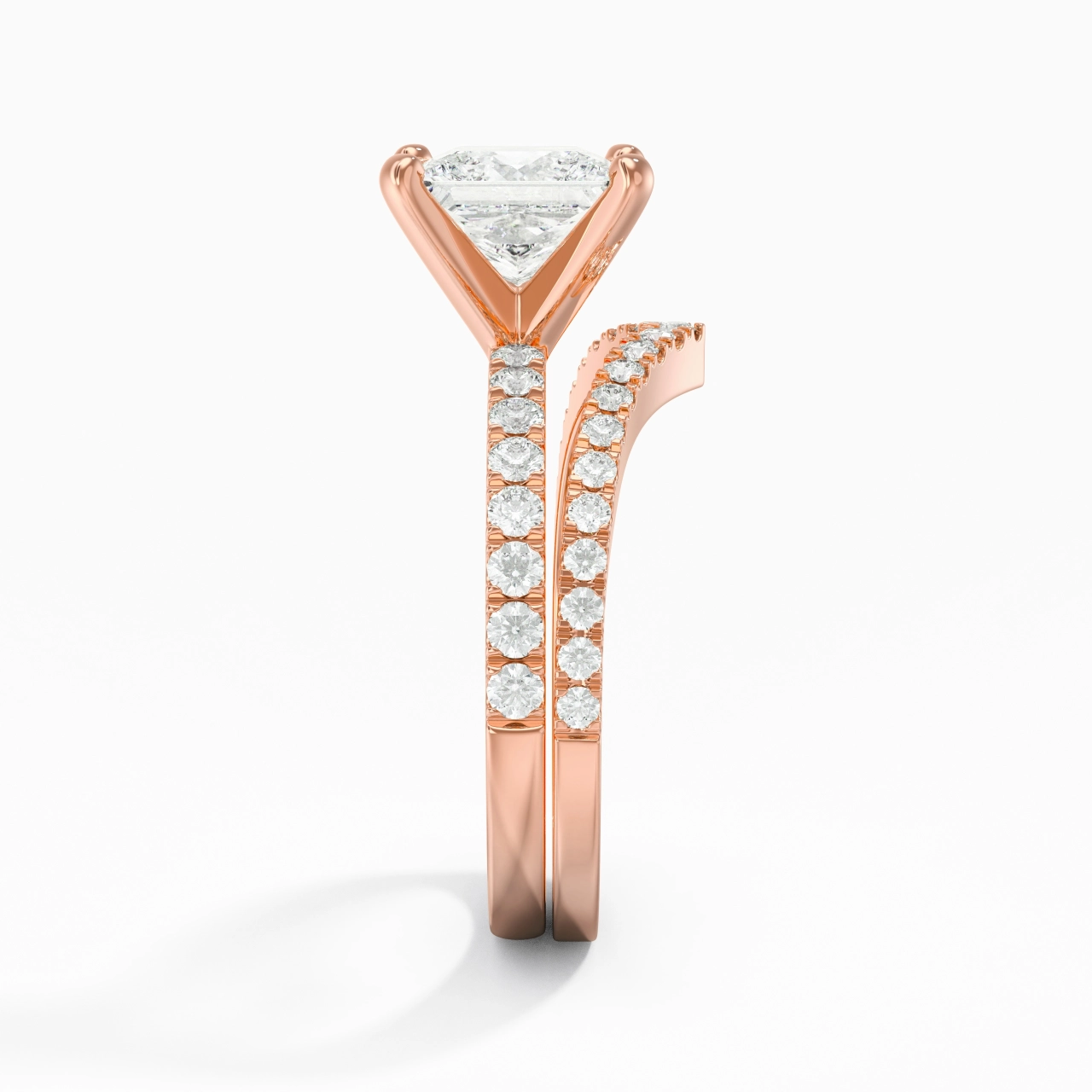 18K Rose Gold Plated Dainty Wedding Ring Set