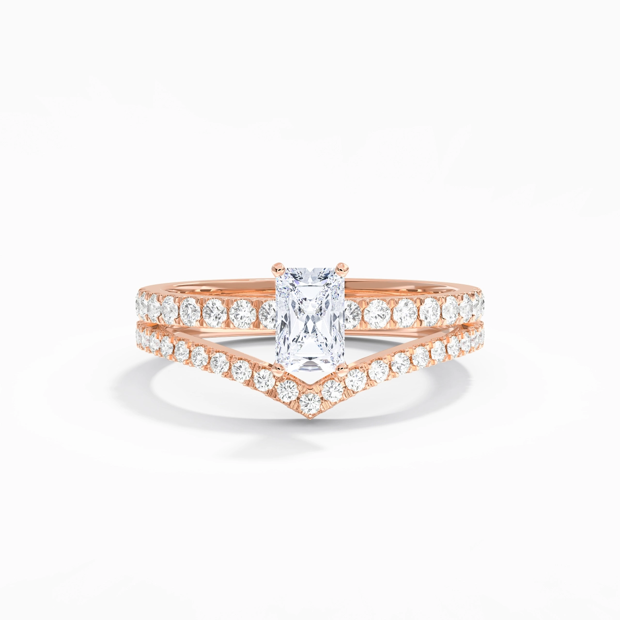 18K Rose Gold Plated Dainty Wedding Ring Set