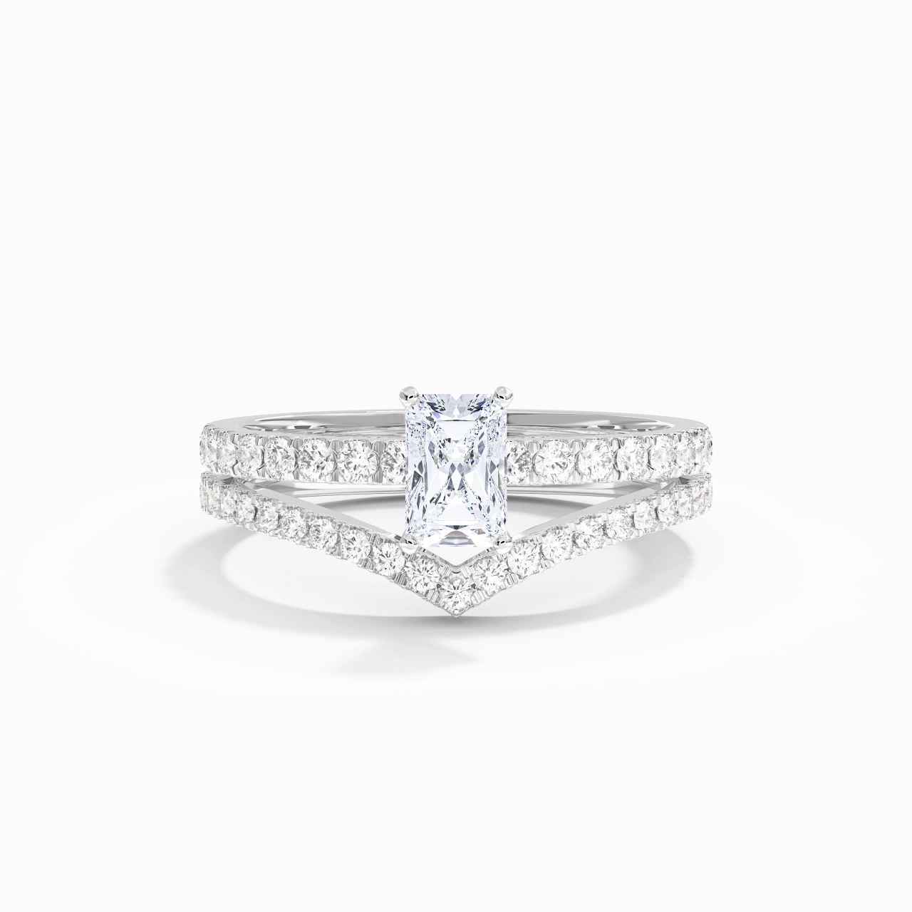 White Gold Plated Dainty Wedding Ring Set