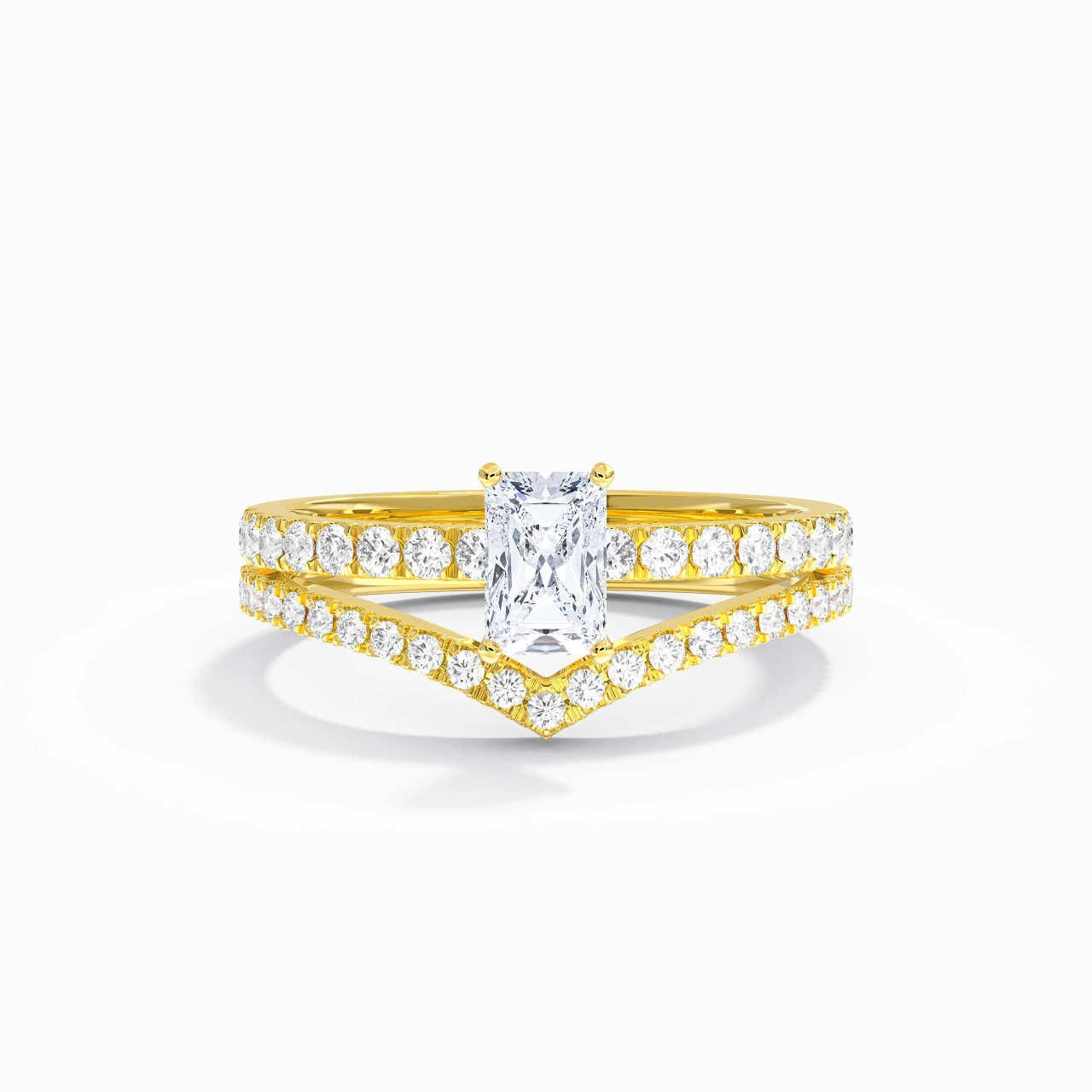 18K Yellow Gold Plated Dainty Wedding Ring Set