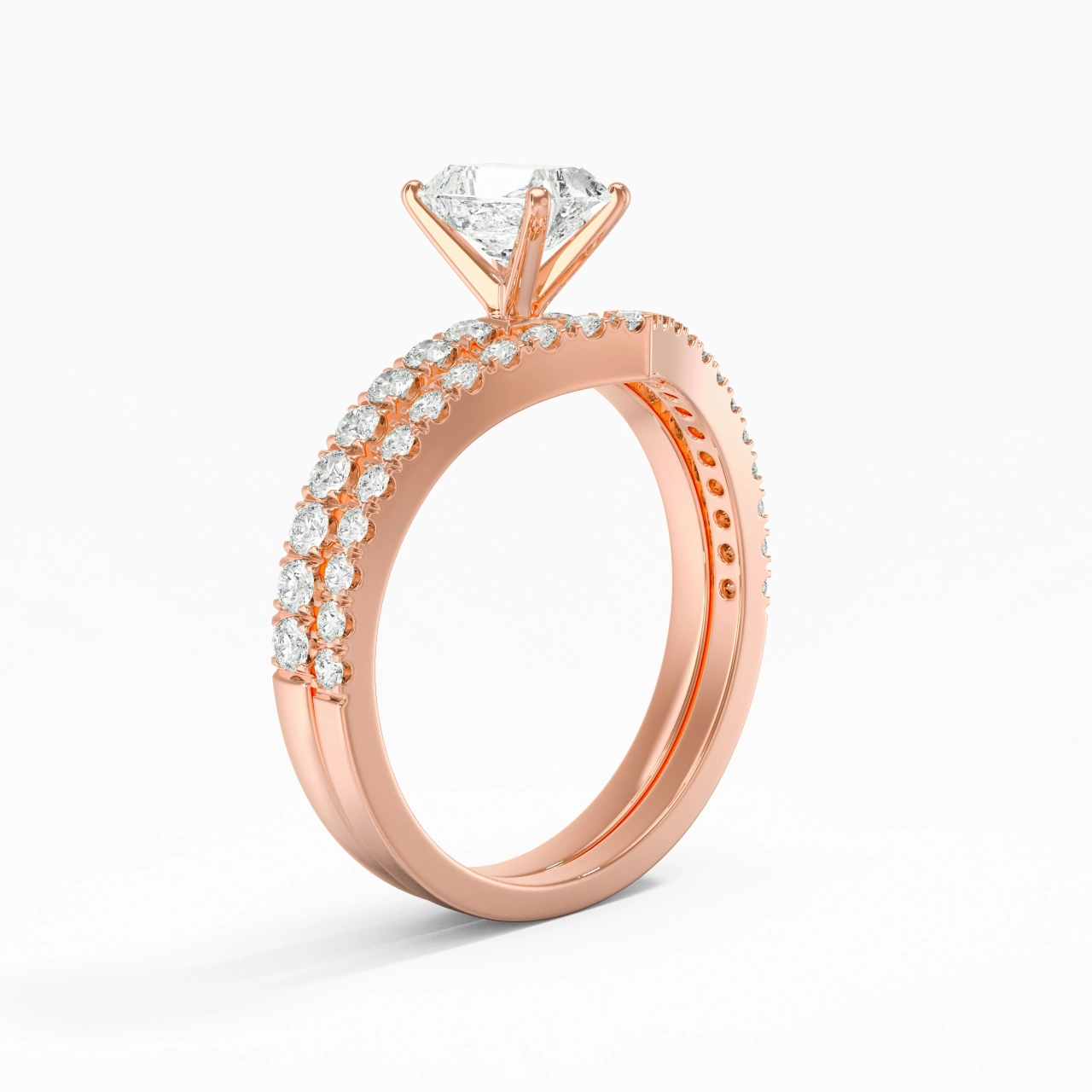 18K Rose Gold Plated Dainty Wedding Ring Set