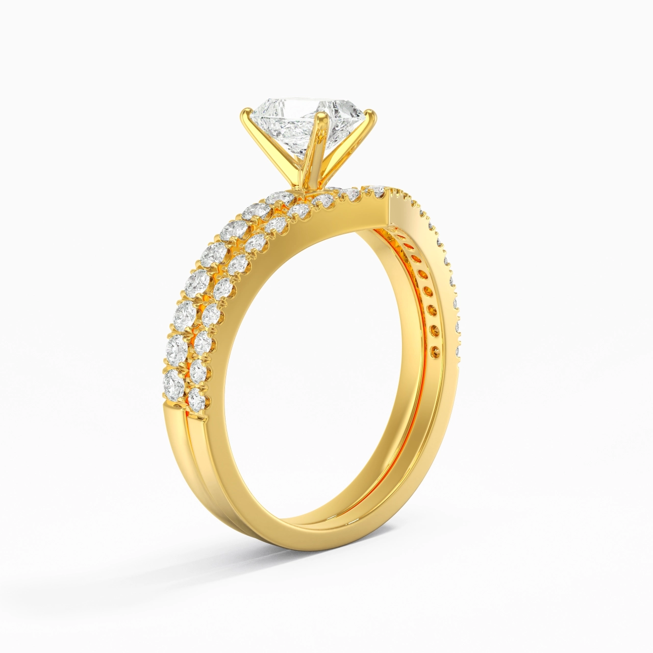 18K Yellow Gold Plated Dainty Wedding Ring Set