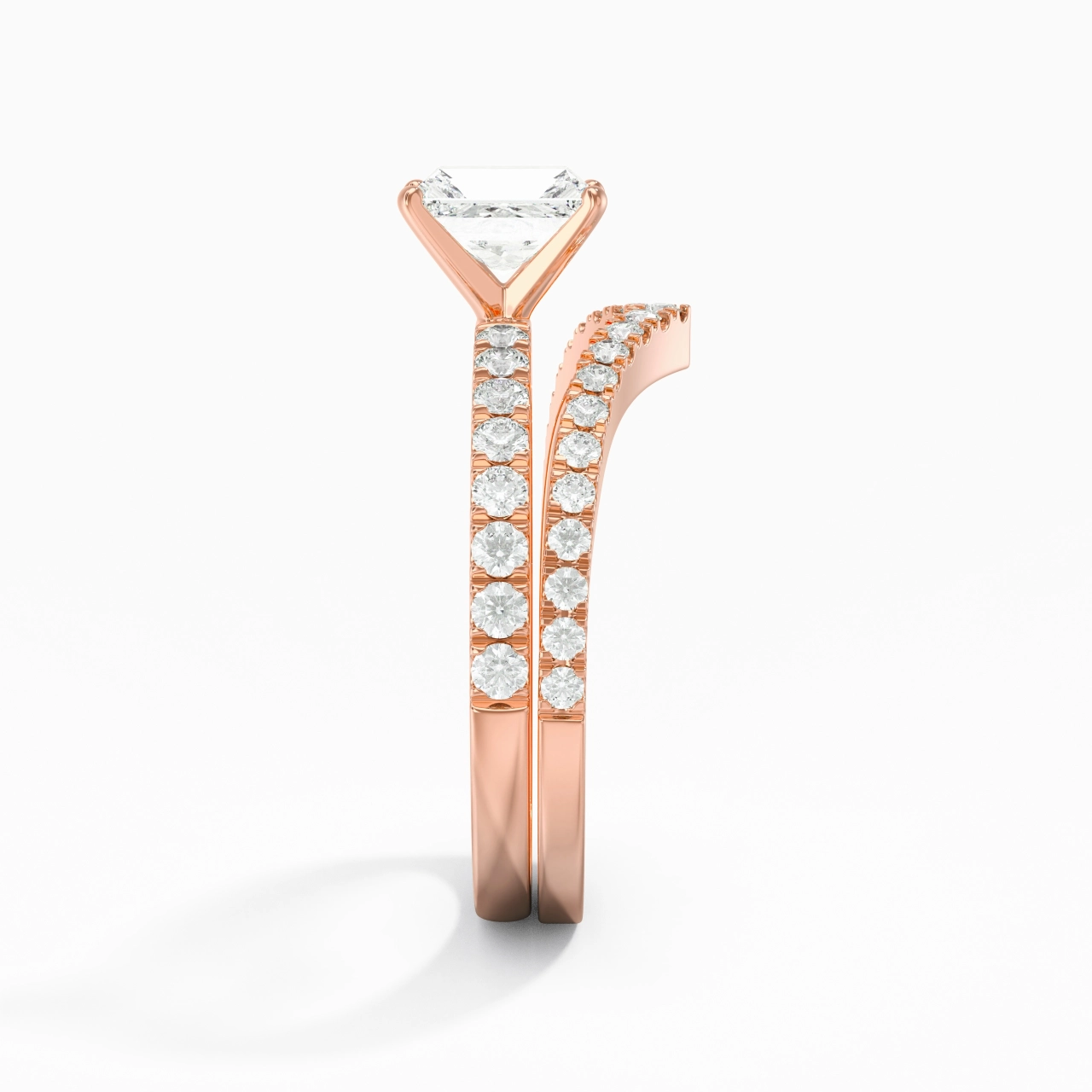 18K Rose Gold Plated Dainty Wedding Ring Set