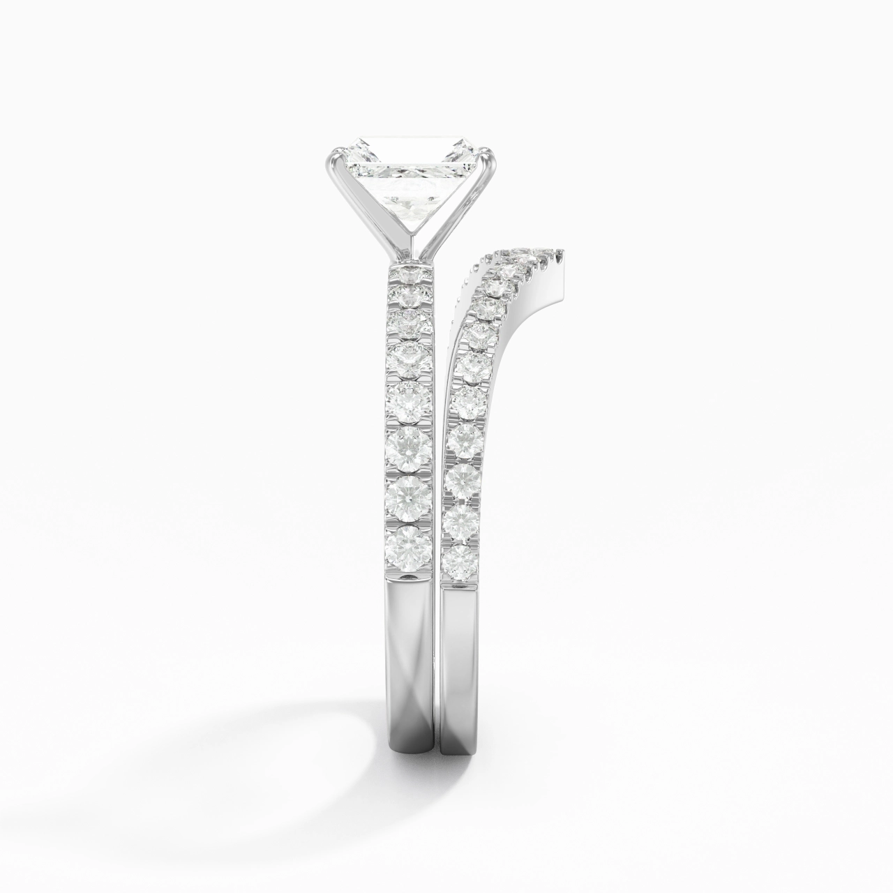 White Gold Plated Dainty Wedding Ring Set