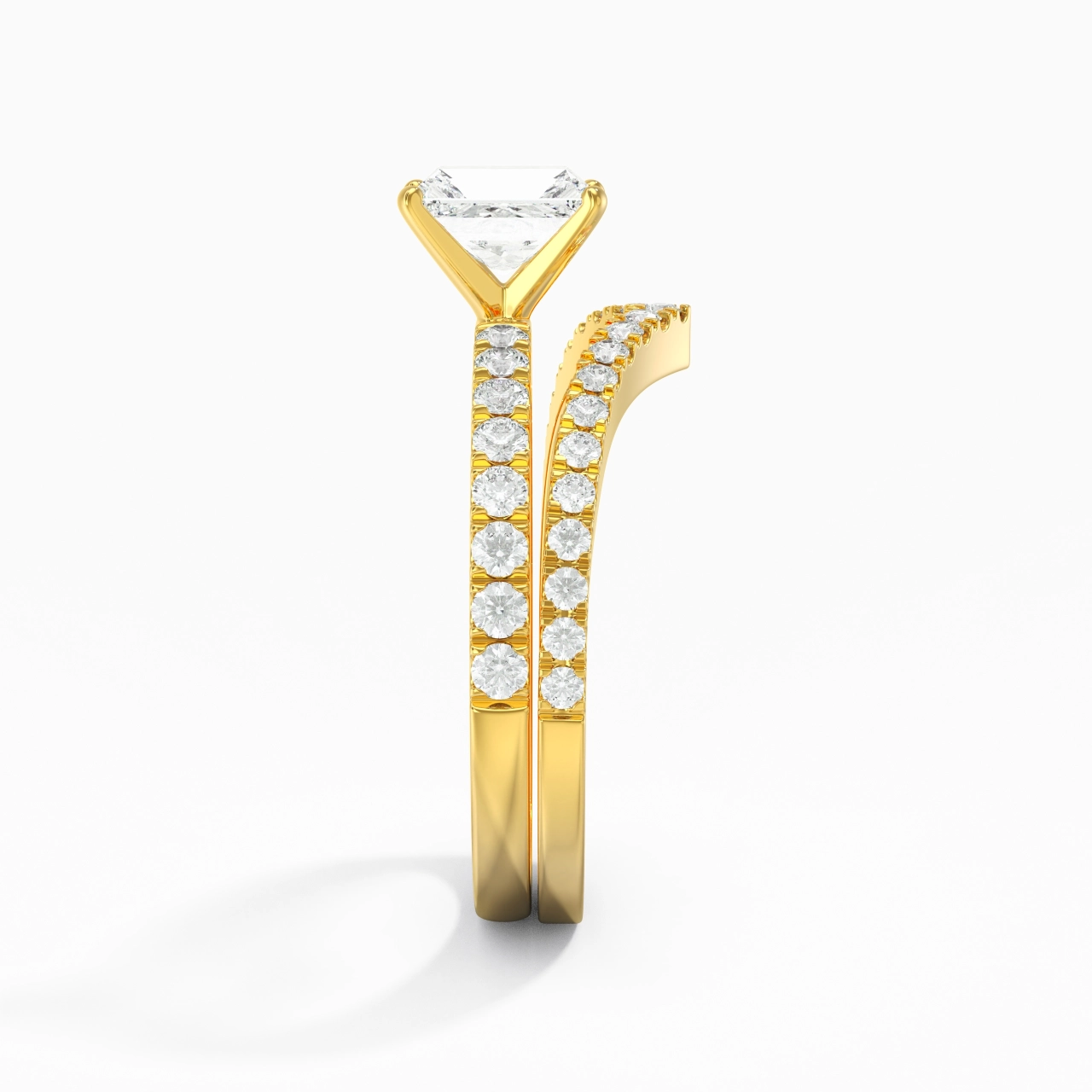 18K Yellow Gold Plated Dainty Wedding Ring Set