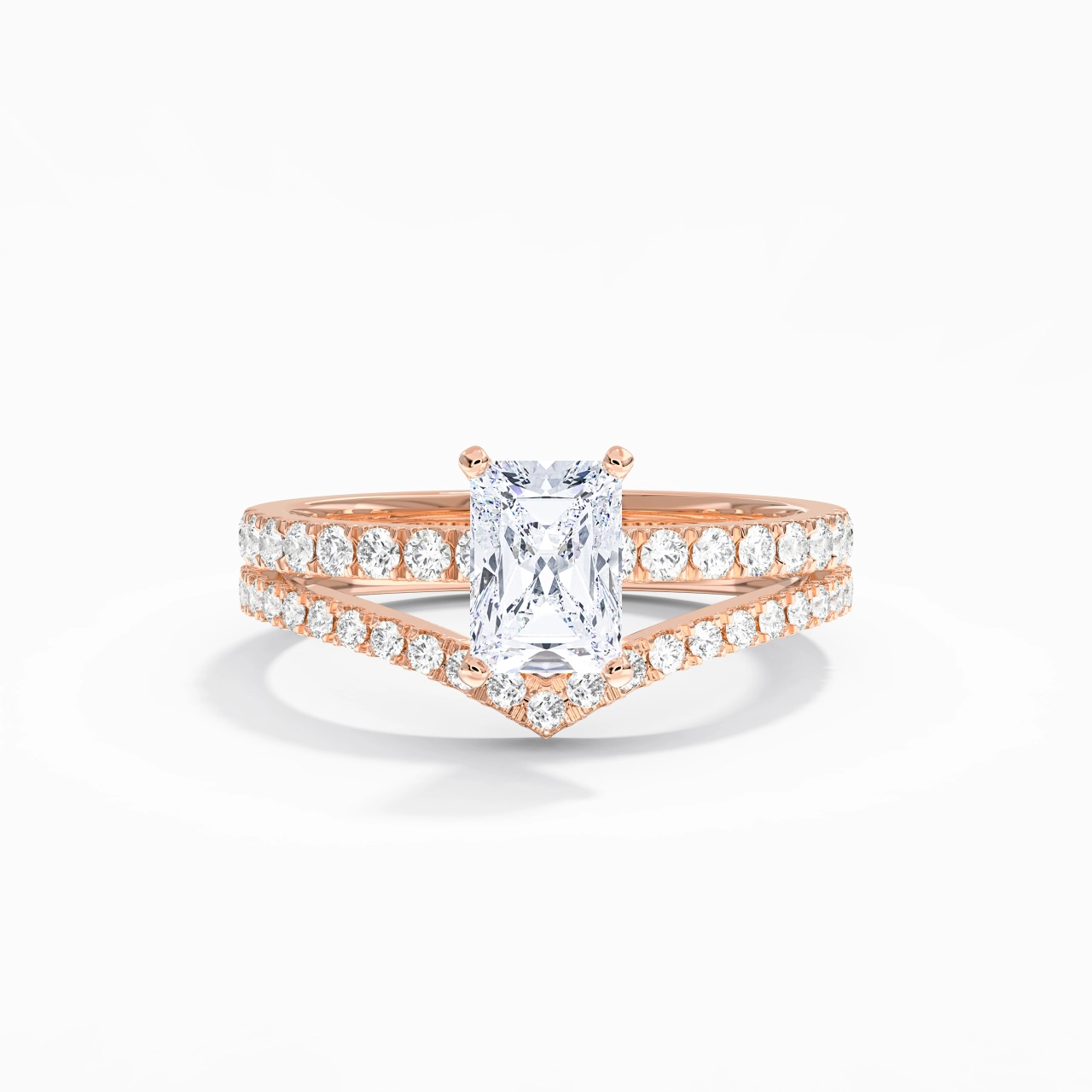 18K Rose Gold Plated Dainty Wedding Ring Set