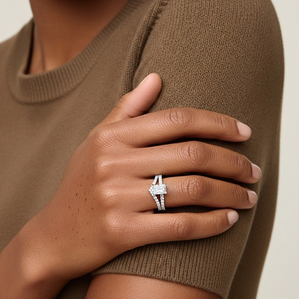 Or blanc Plaqué Délicat Ensemble d'alliances