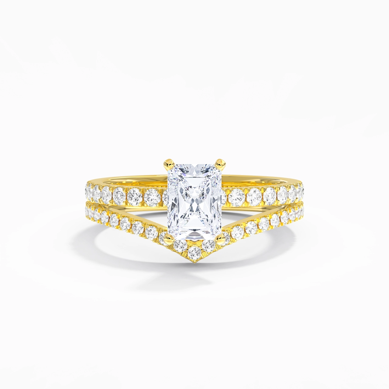 18K Yellow Gold Plated Dainty Wedding Ring Set