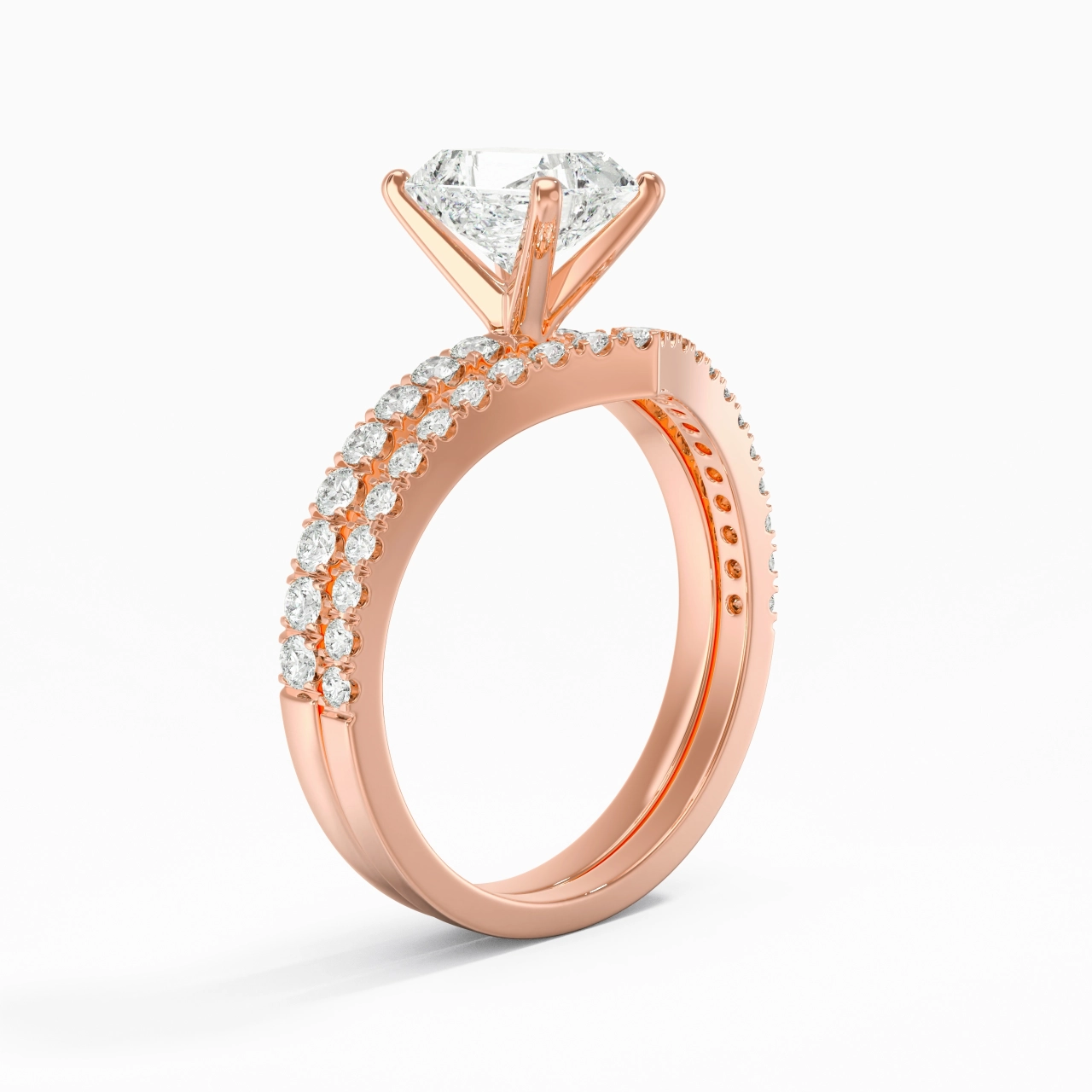 18K Rose Gold Plated Dainty Wedding Ring Set