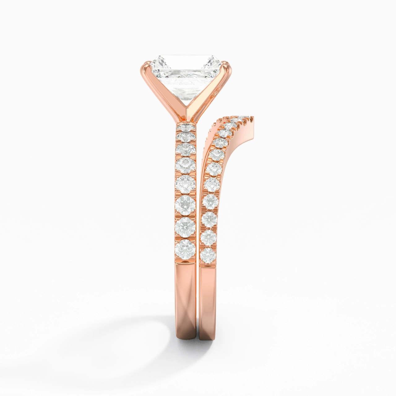 18K Rose Gold Plated Dainty Wedding Ring Set