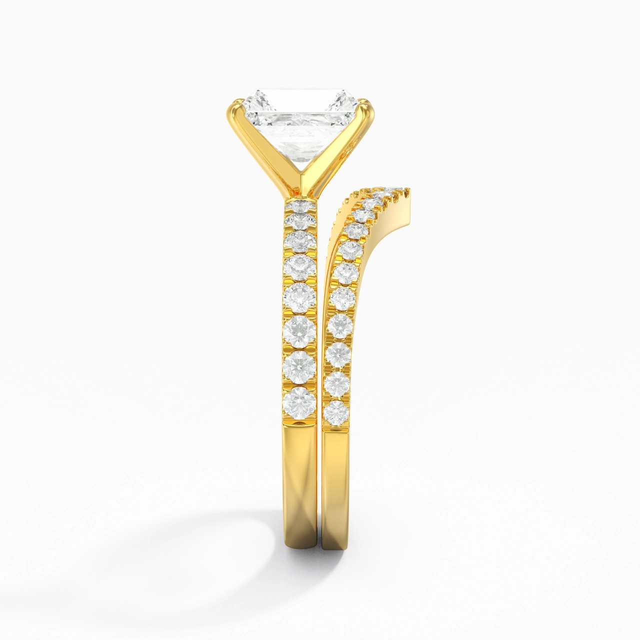 18K Yellow Gold Plated Dainty Wedding Ring Set