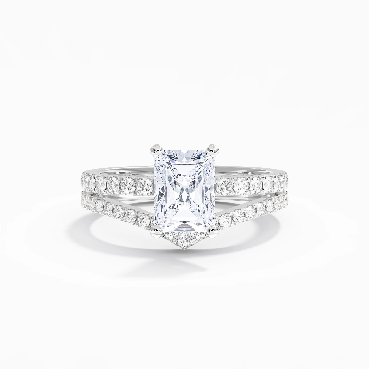 White Gold Plated Dainty Wedding Ring Set