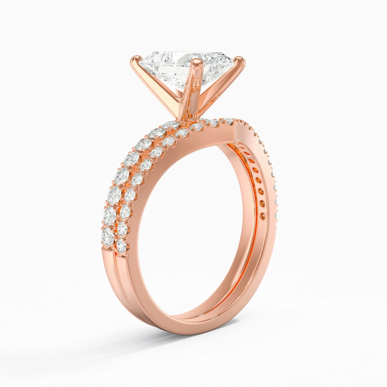 18K Rose Gold Plated Dainty Wedding Ring Set