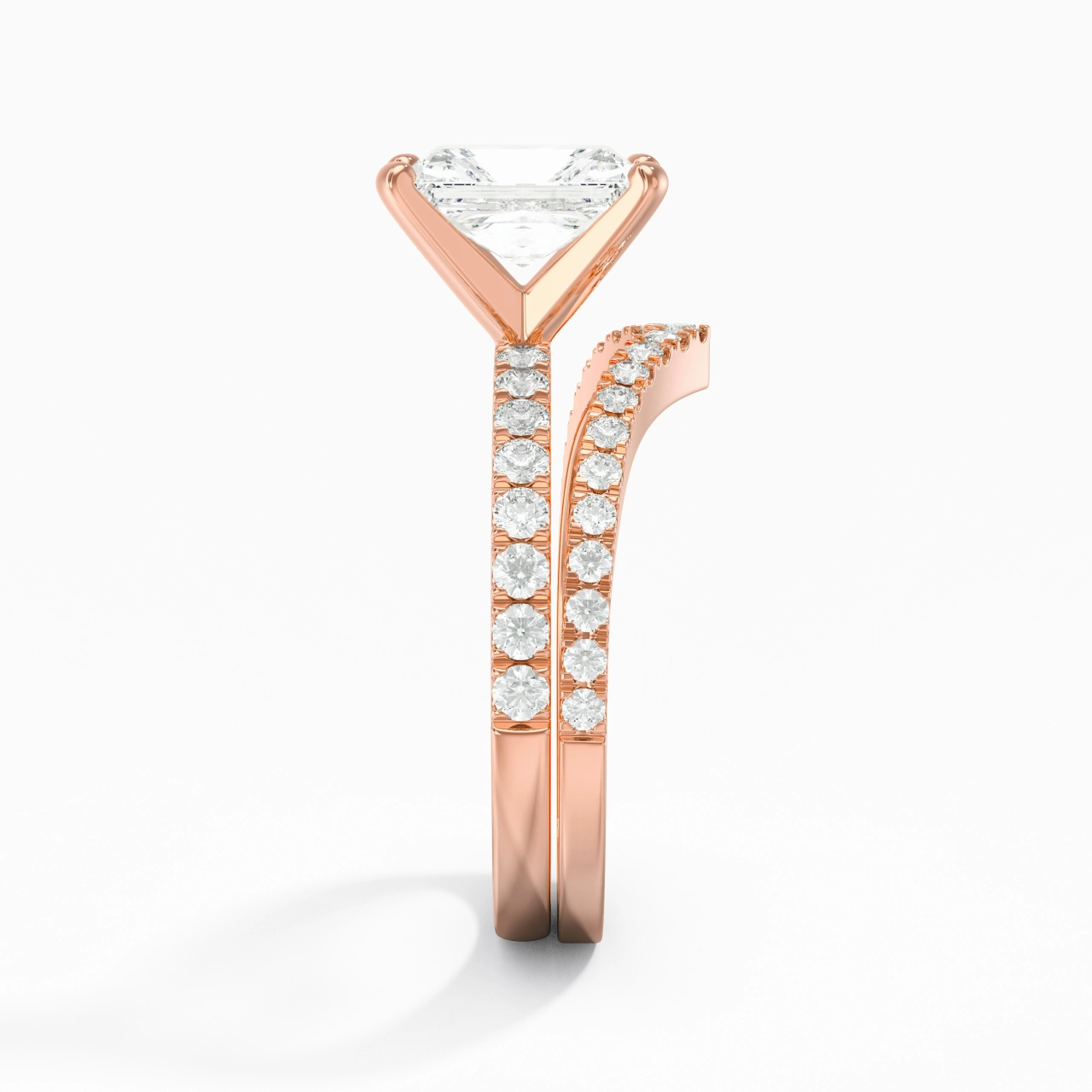 18K Rose Gold Plated Dainty Wedding Ring Set