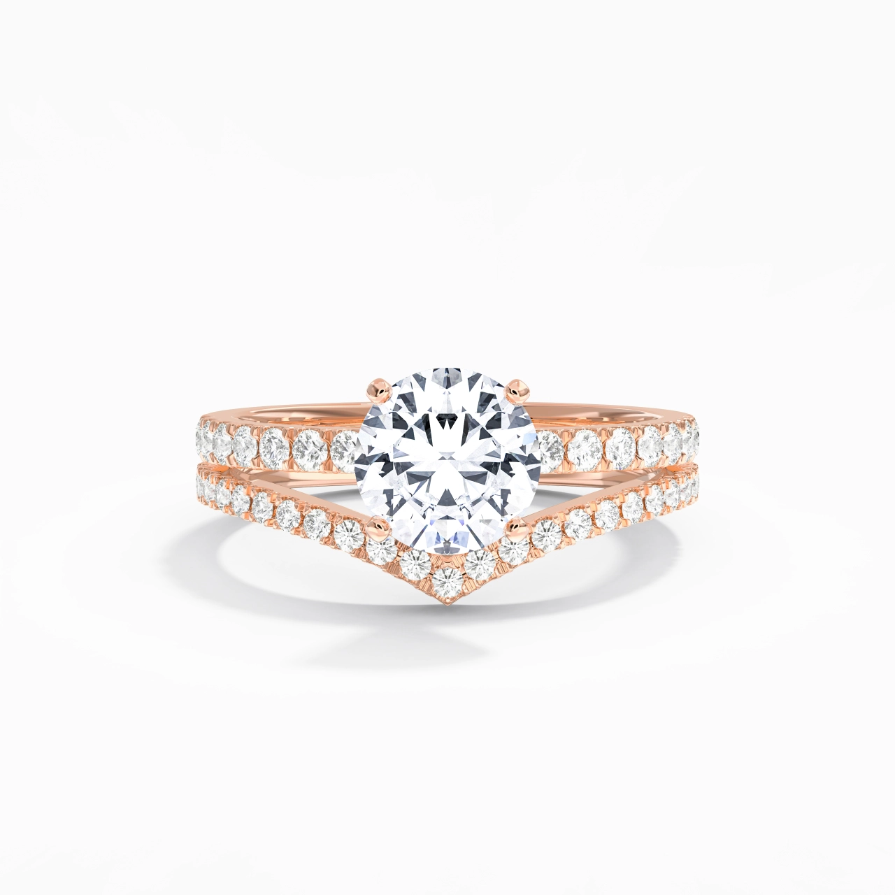 18K Rose Gold Plated Dainty Wedding Ring Set