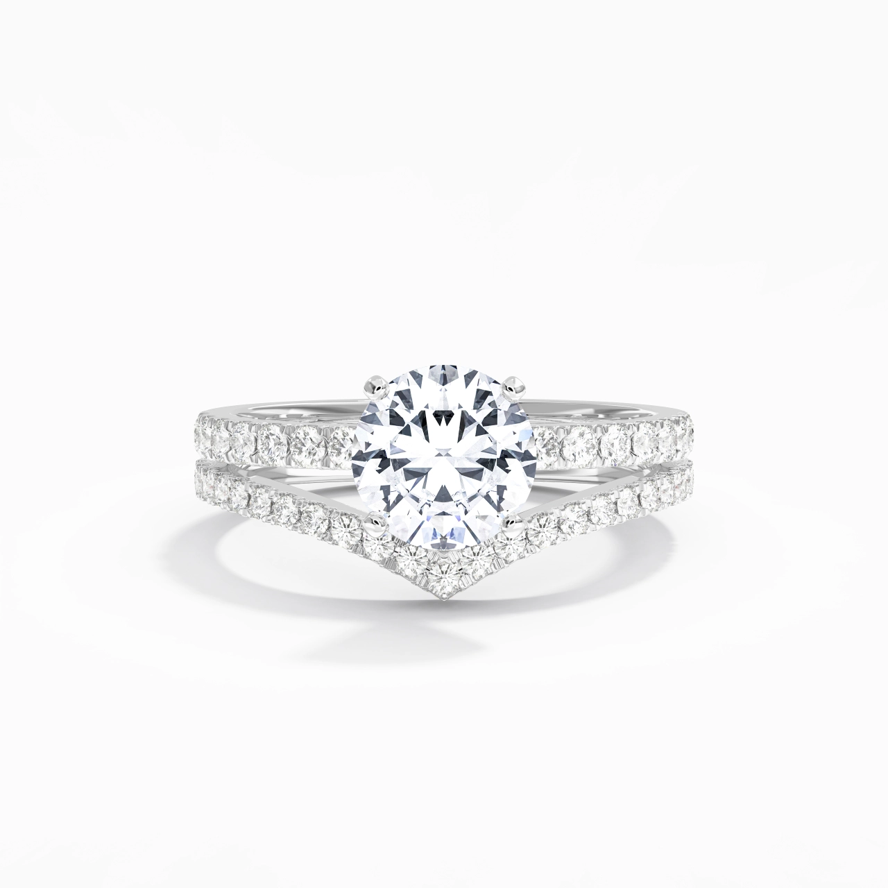 White Gold Plated Dainty Wedding Ring Set