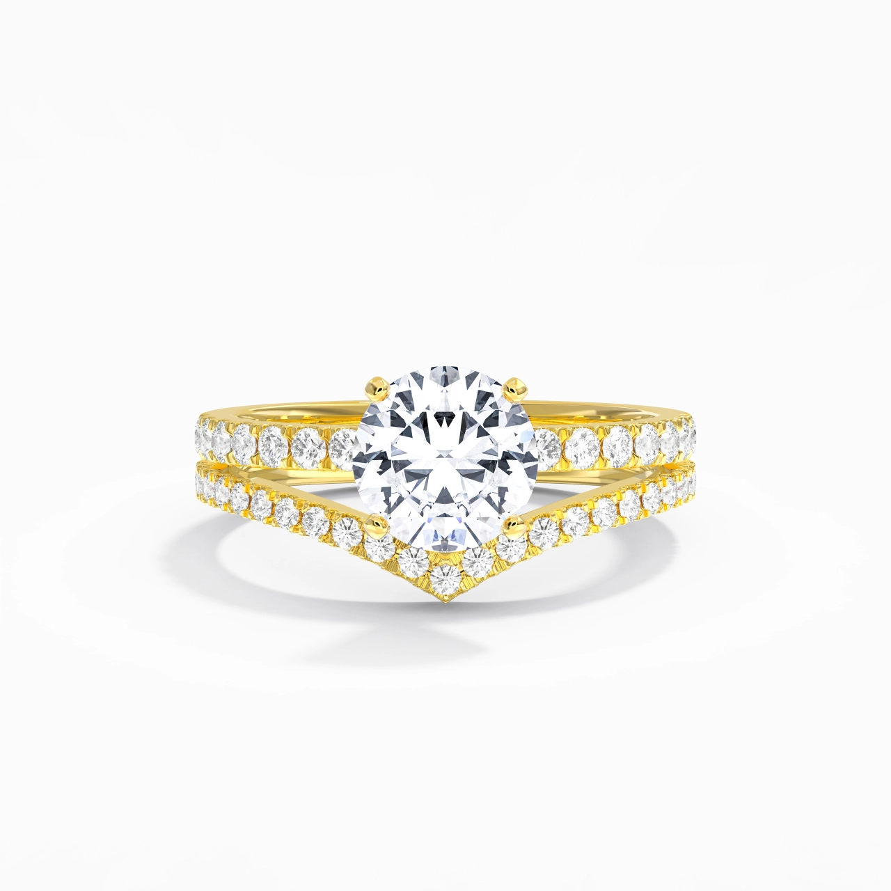 18K Yellow Gold Plated Dainty Wedding Ring Set