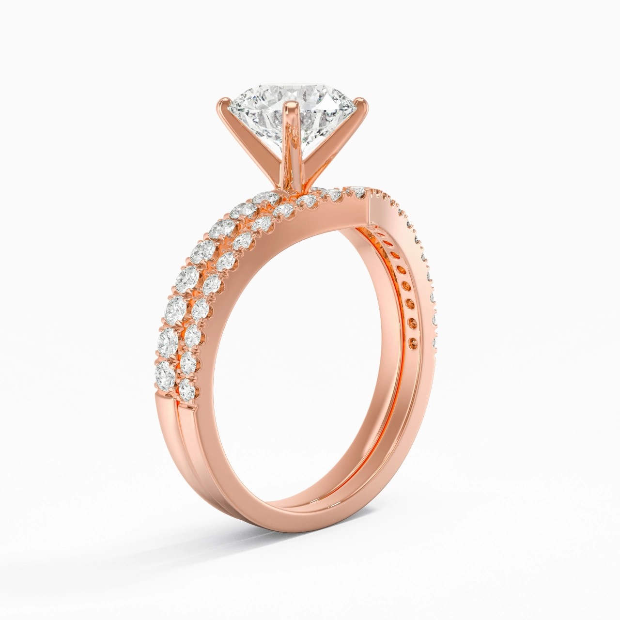 18K Rose Gold Plated Dainty Wedding Ring Set