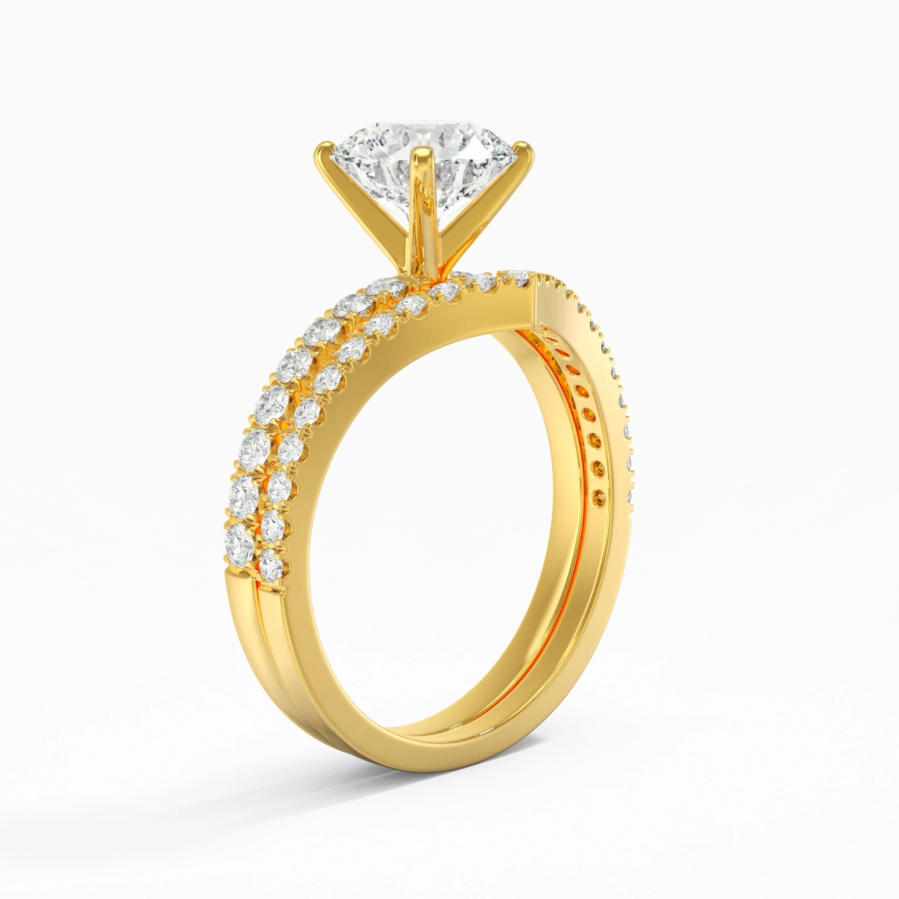 18K Yellow Gold Plated Dainty Wedding Ring Set
