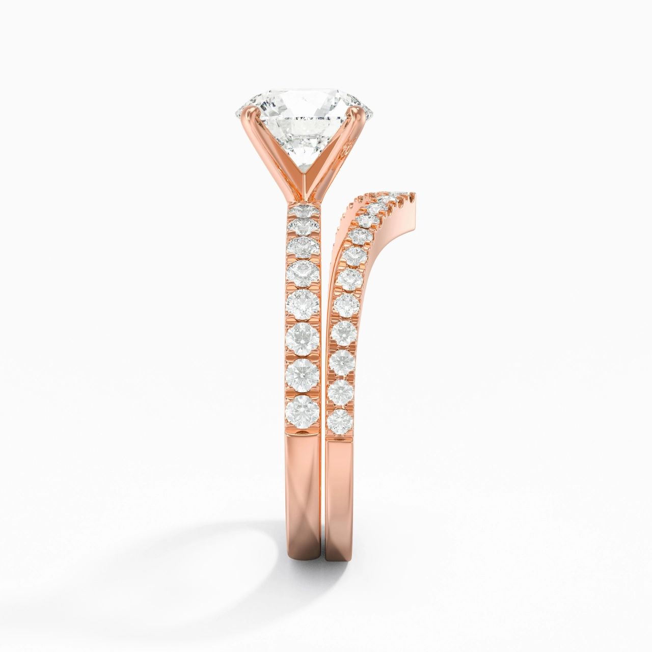 18K Rose Gold Plated Dainty Wedding Ring Set